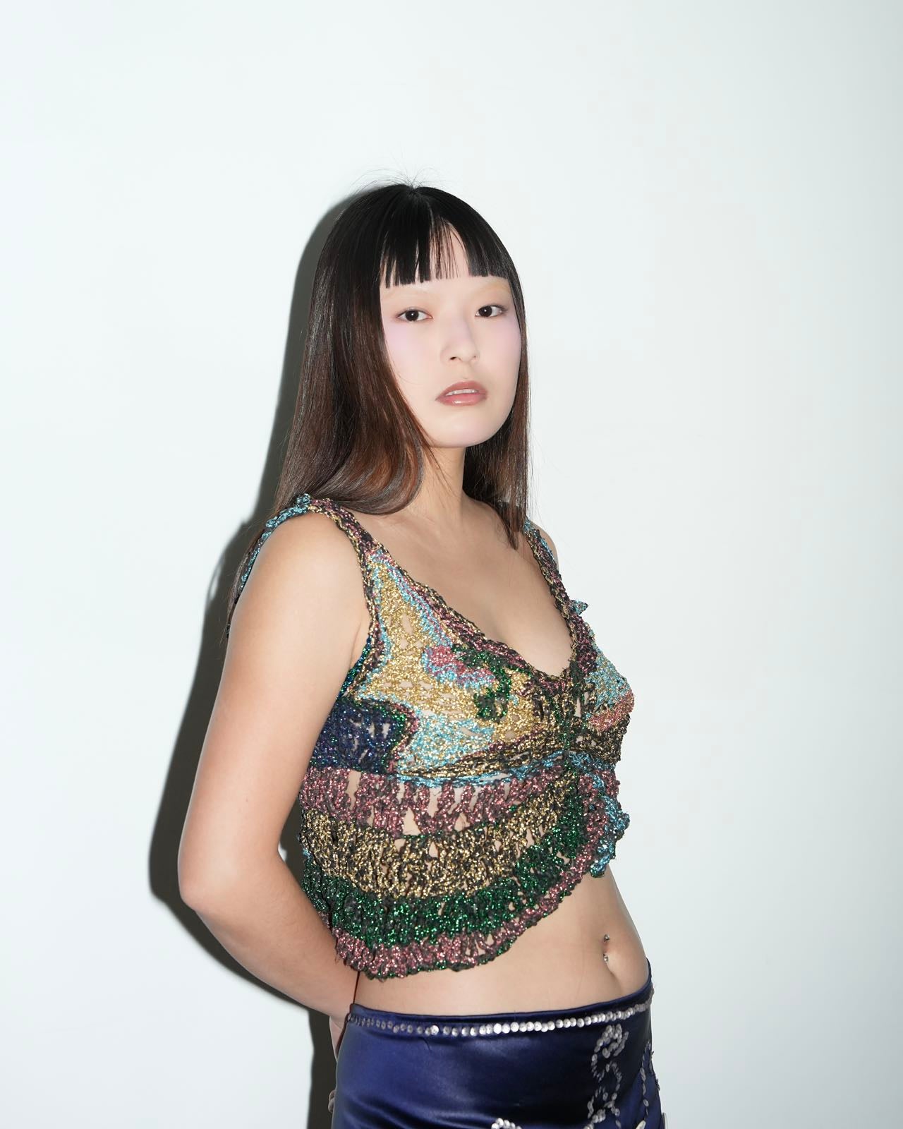 PE99Y YAN9 Hand-Crocheted Metallic Yarn Top – METAL 金
