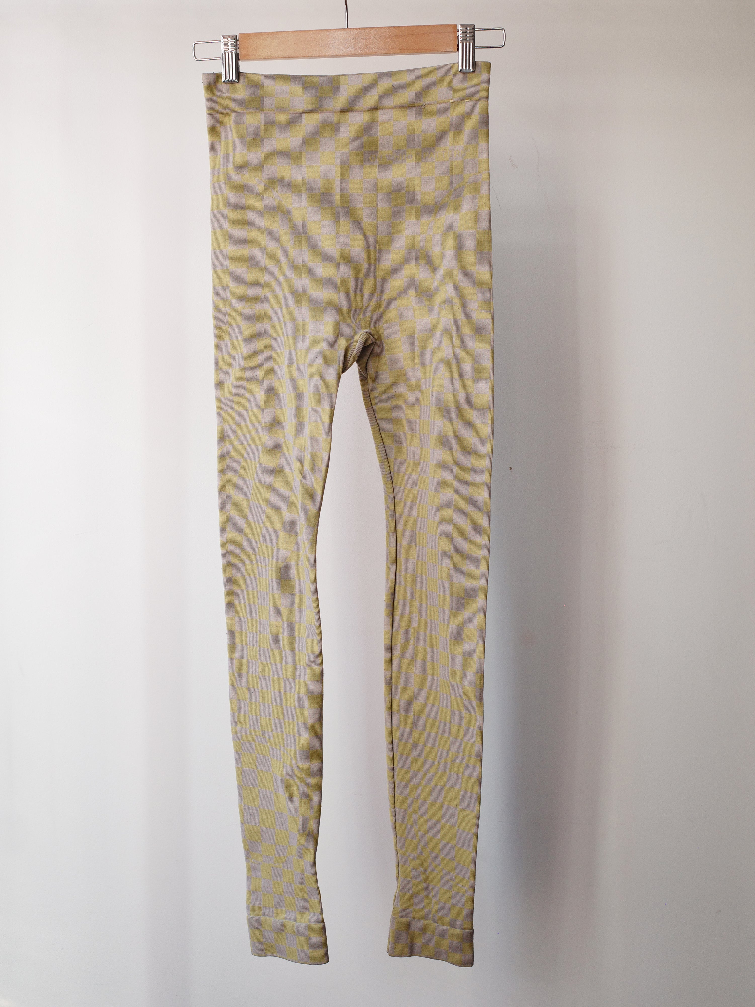 Off-White Yellow-Grey Checkered Knit Leggings – EARTH 土