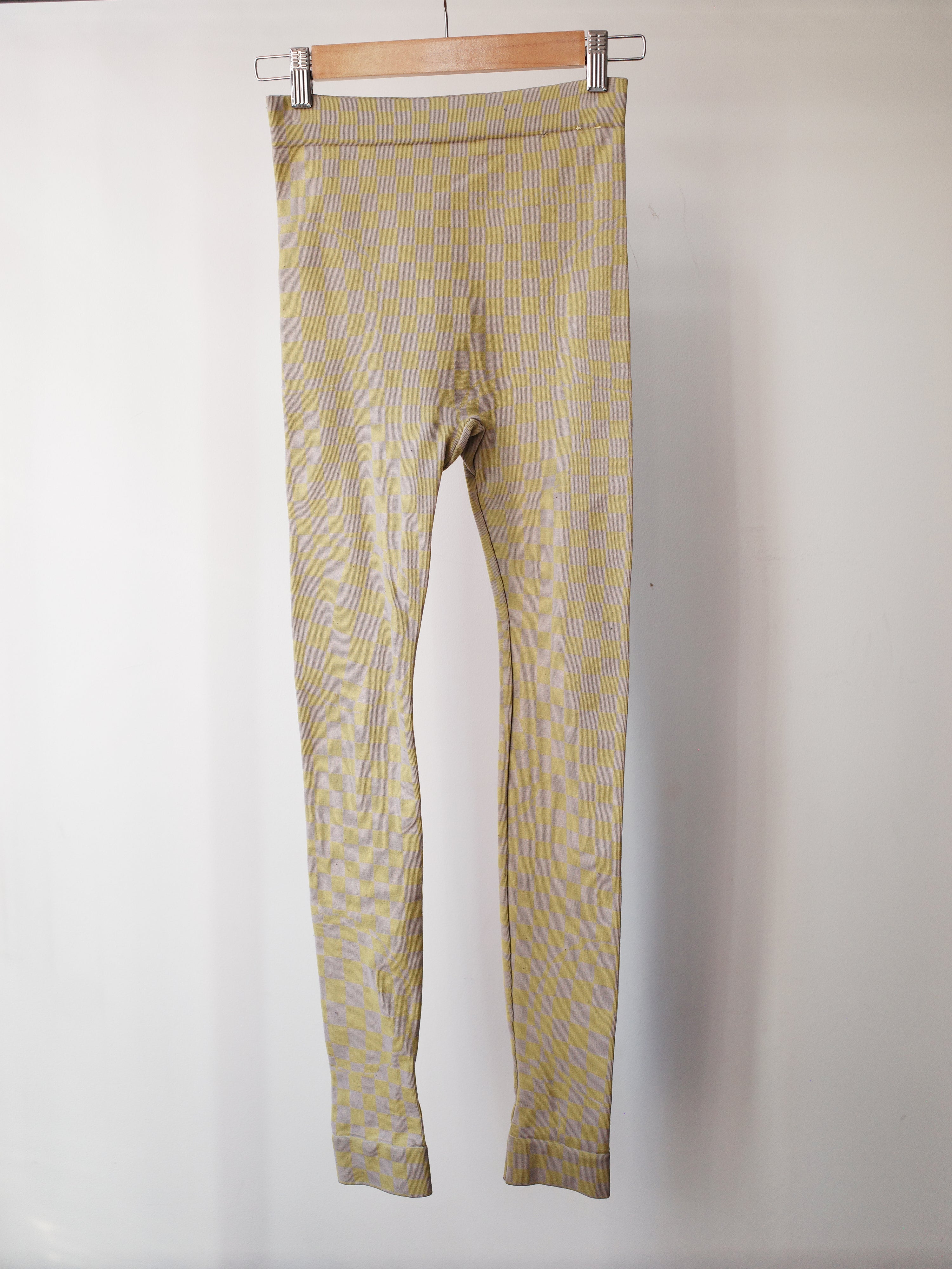Off-White Yellow-Grey Checkered Knit Leggings – EARTH 土