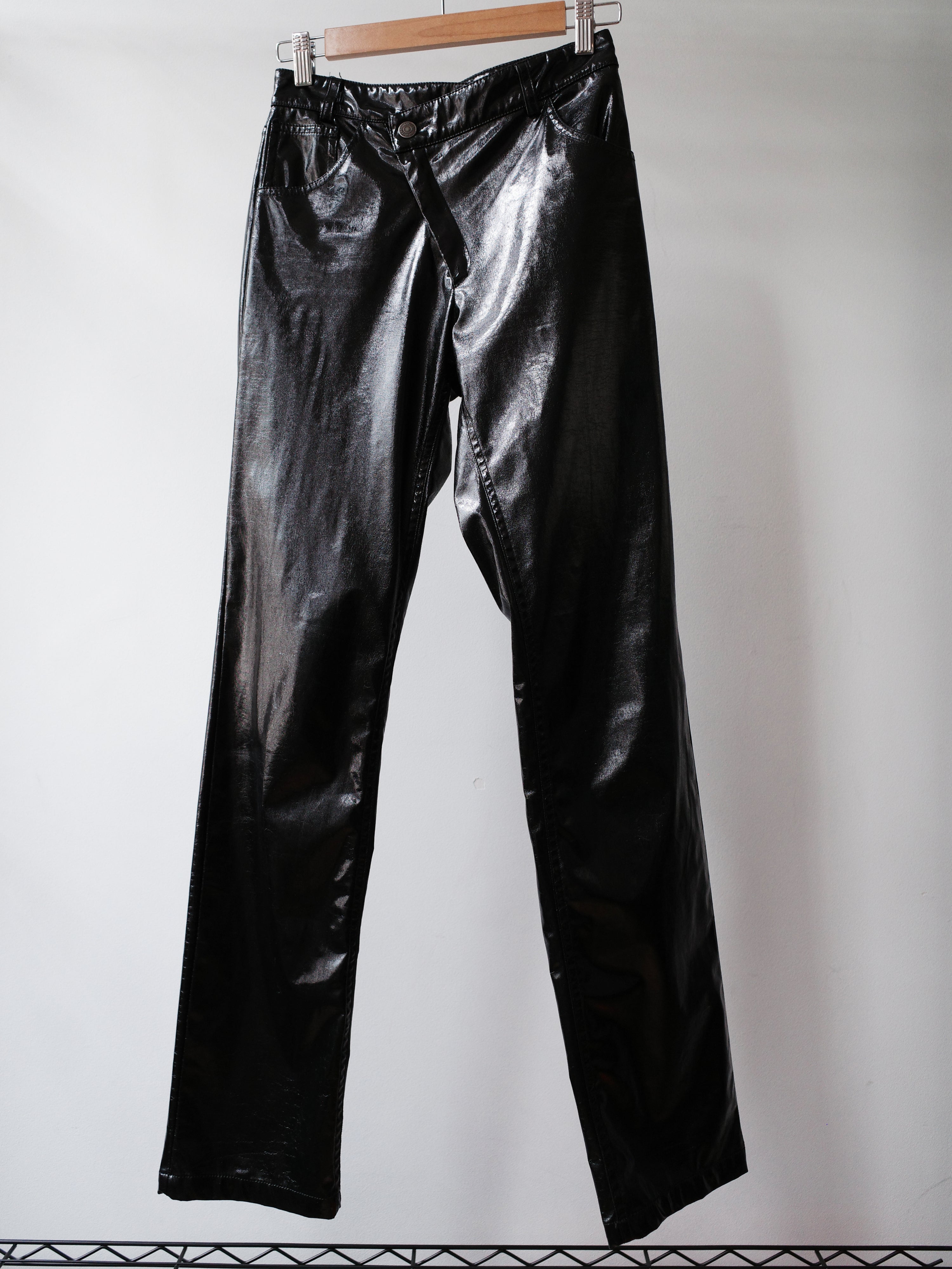 Ottolinger Black Glossy Asymmetric Waistband Trousers – FIRE 火