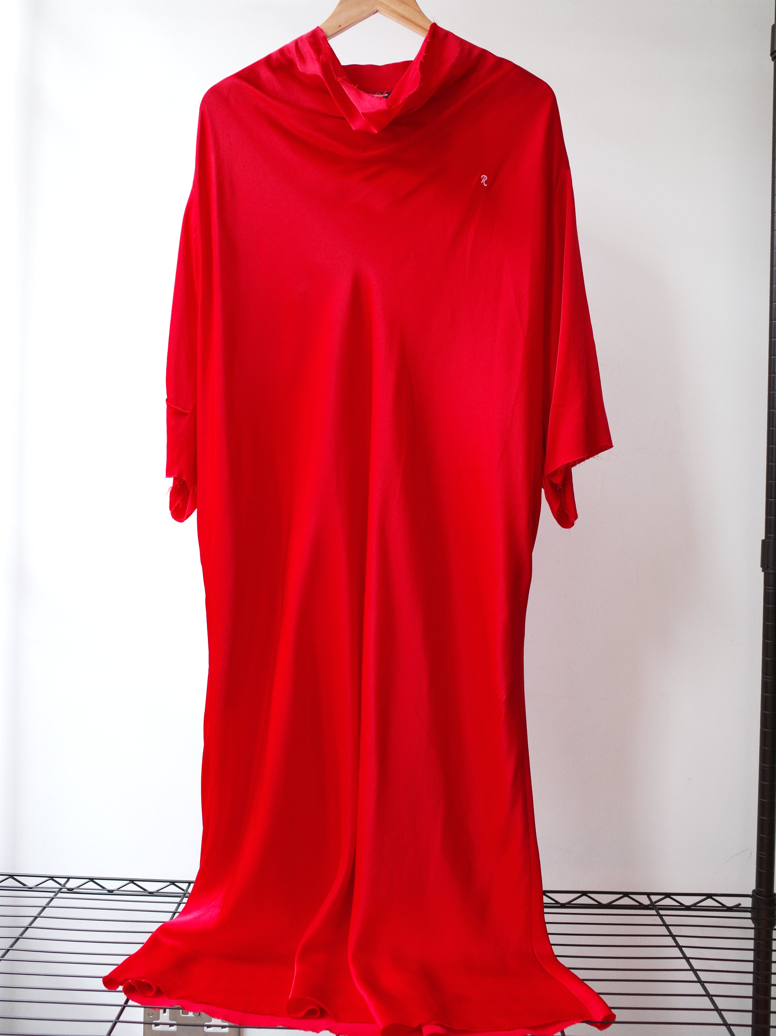 Raf Simons Red Draped Satin Dress – FIRE 火