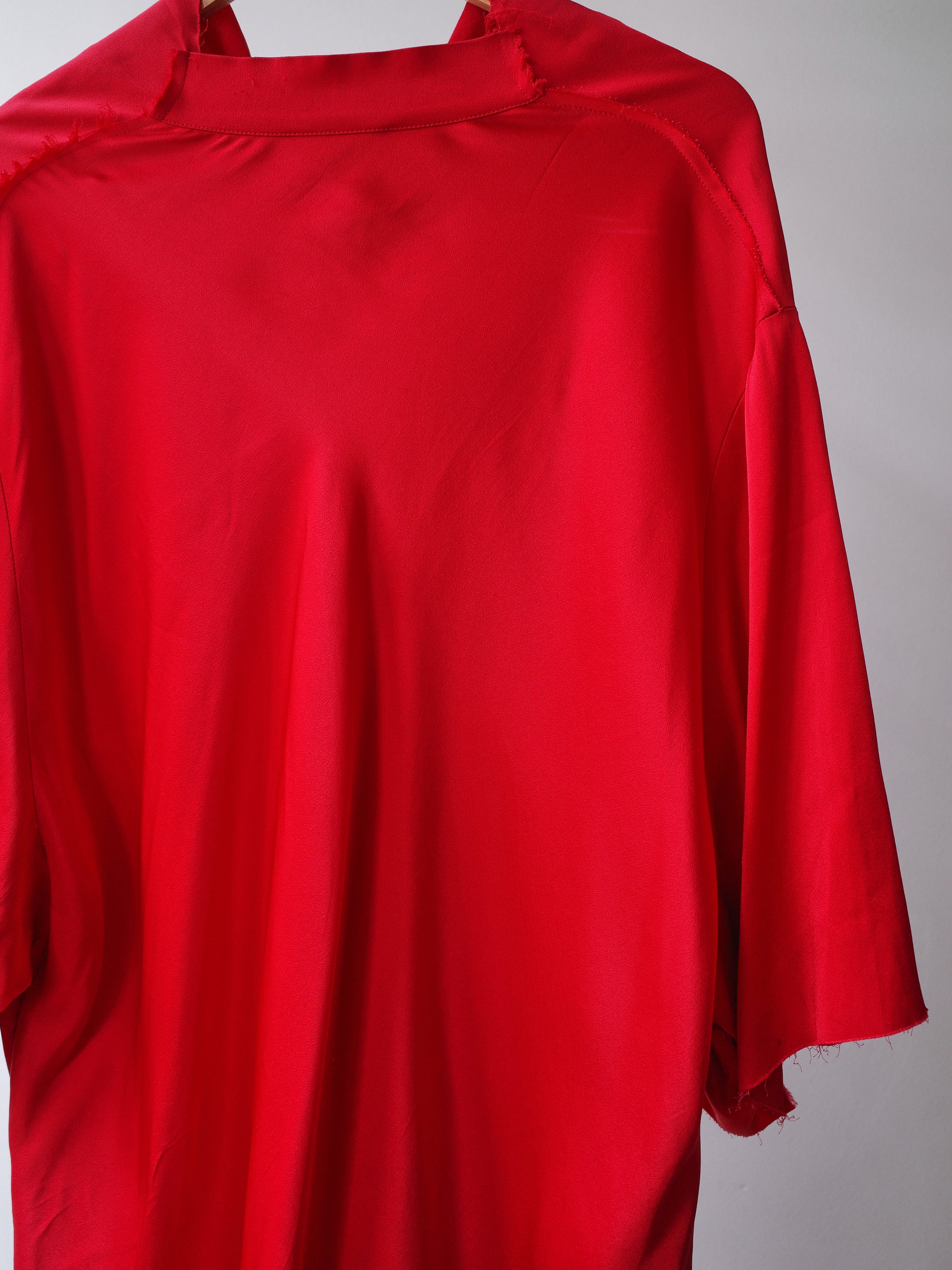 Raf Simons Red Draped Satin Dress – FIRE 火