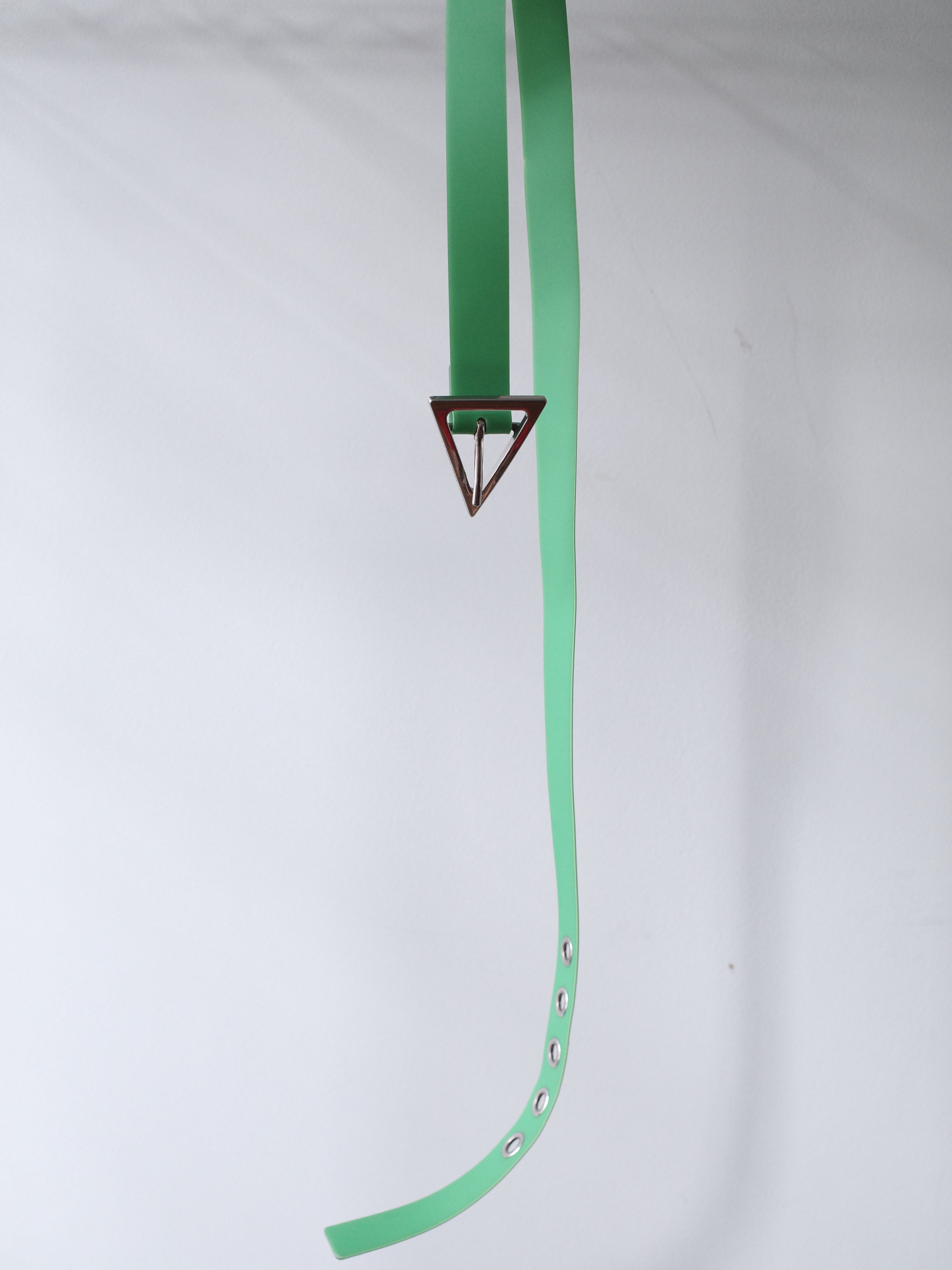 Bottega Veneta Green Grommet Triangle Buckle Leather Belt – WOOD 木