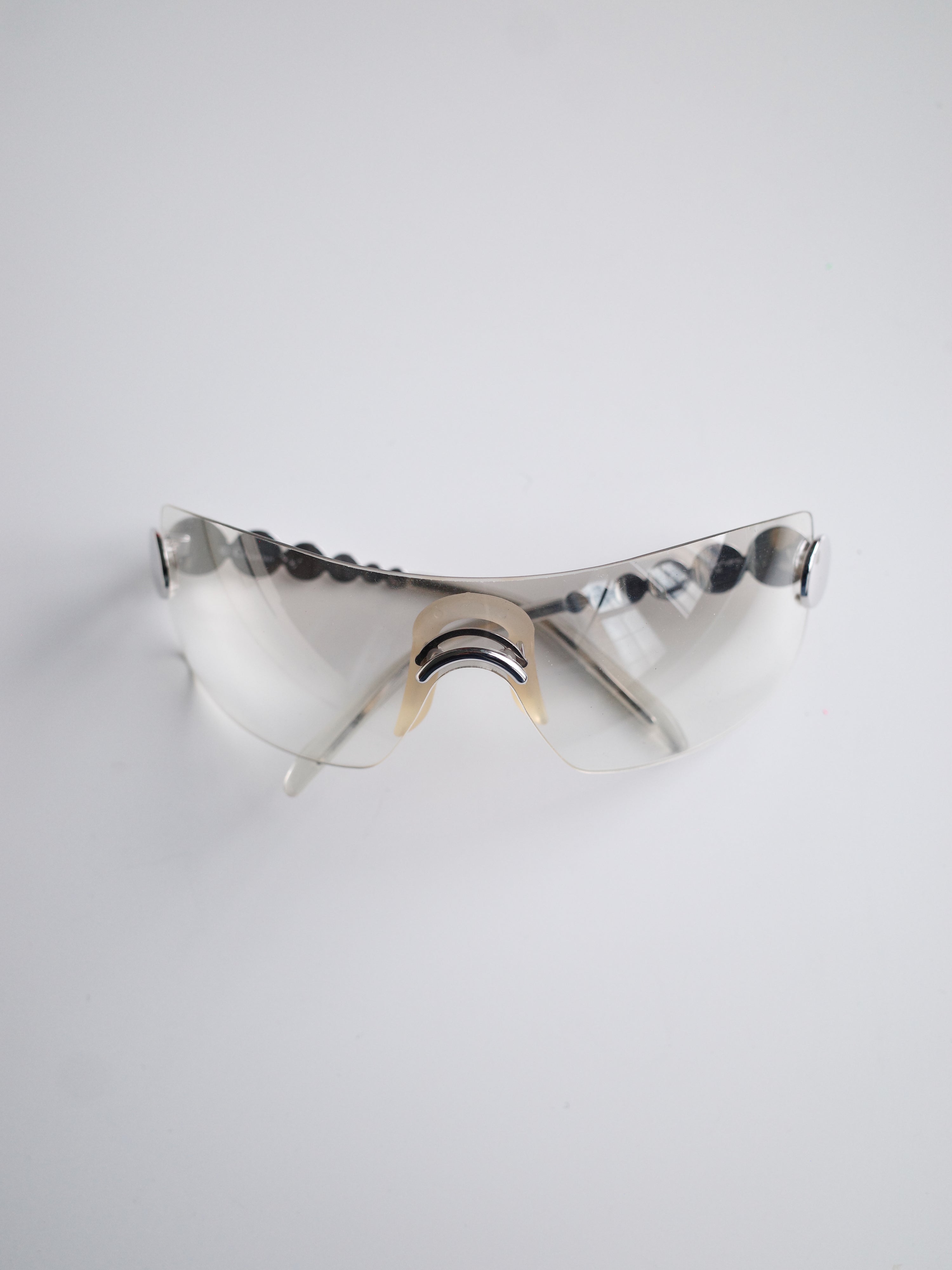 Dior Reflective Silver Y2K Visor Sunglasses – METAL 金