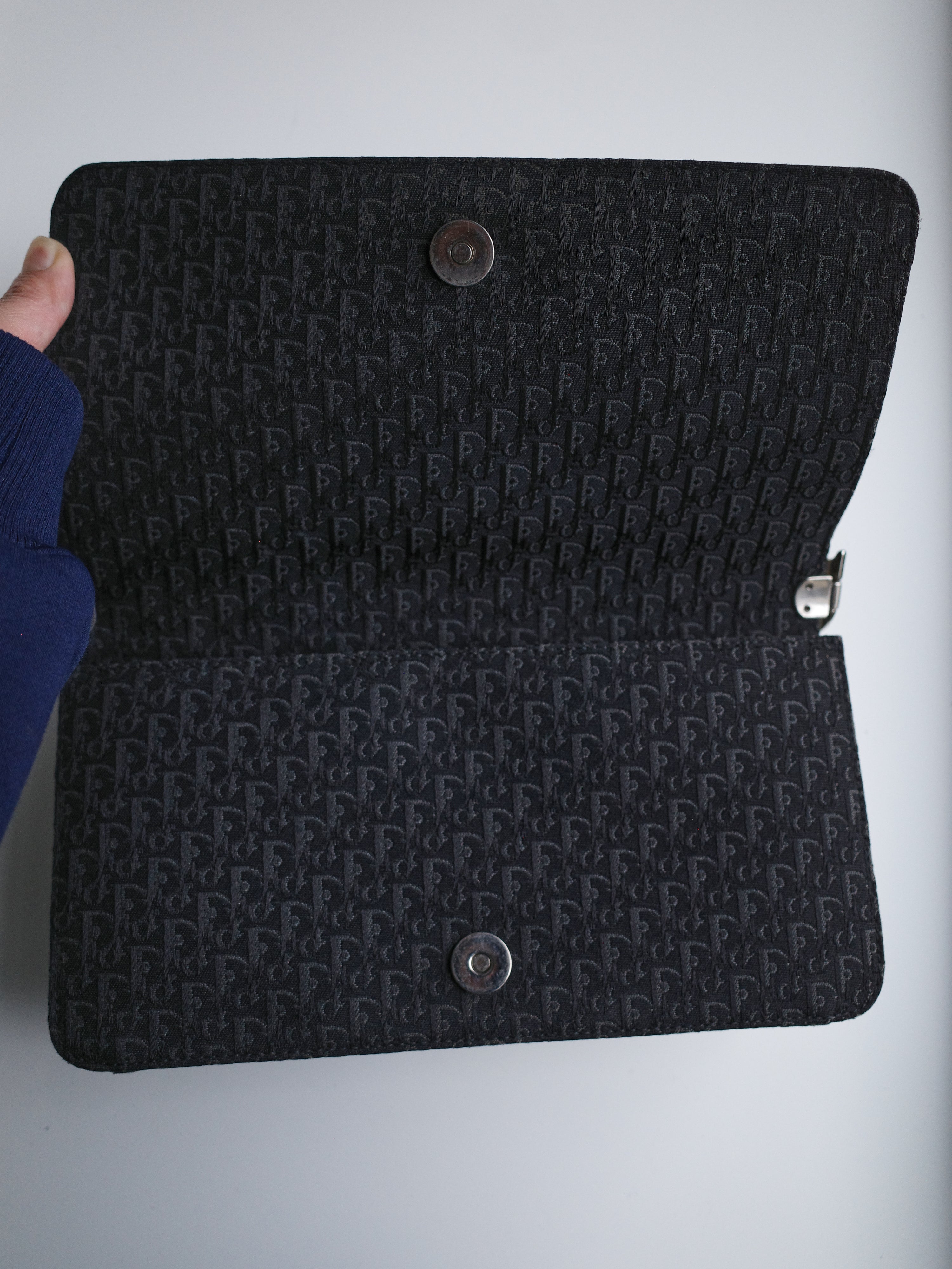 Christian Dior Black & White Pierced Edge Leather Shoulder Bag – METAL 金