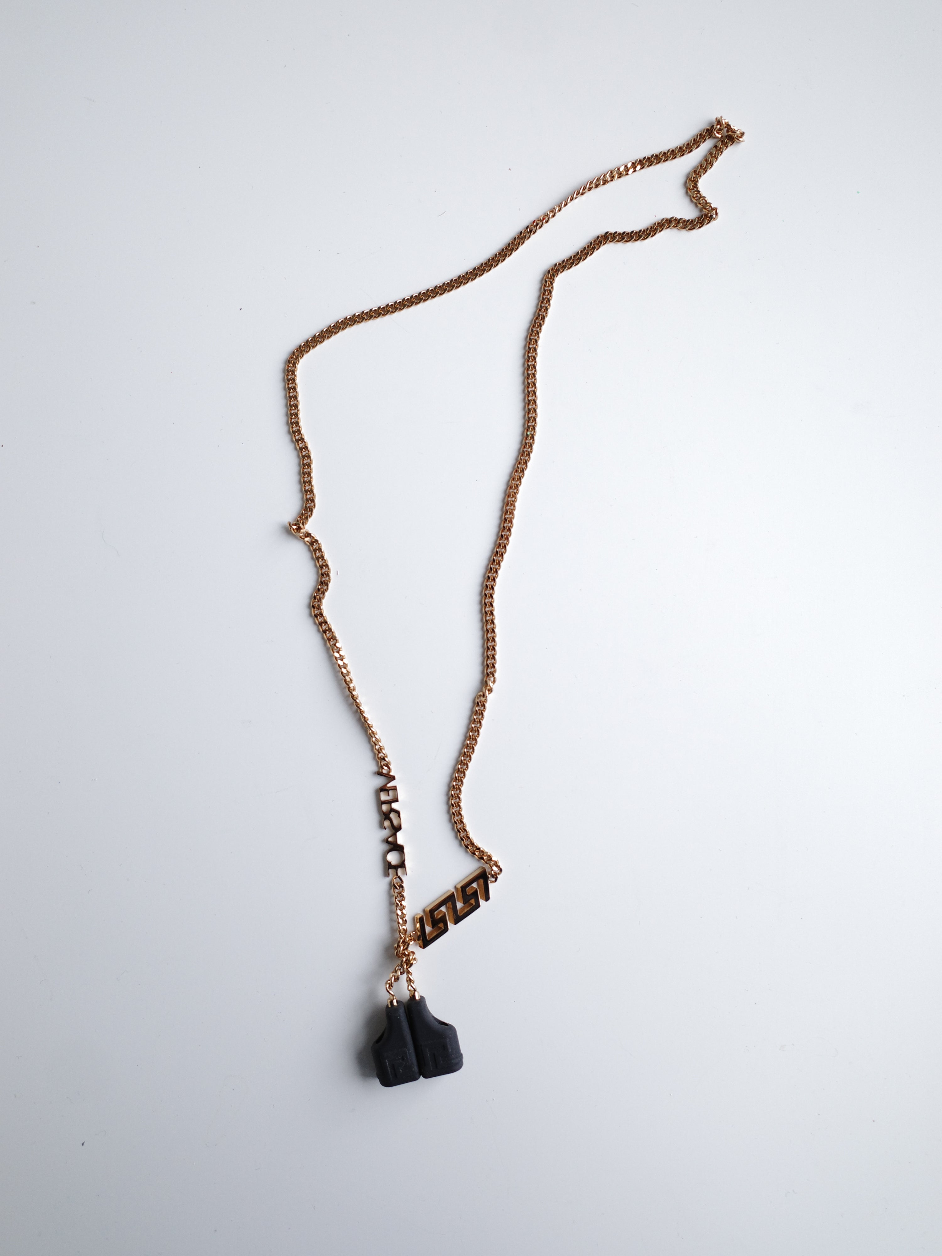 Versace Black and Gold Earphone Necklace