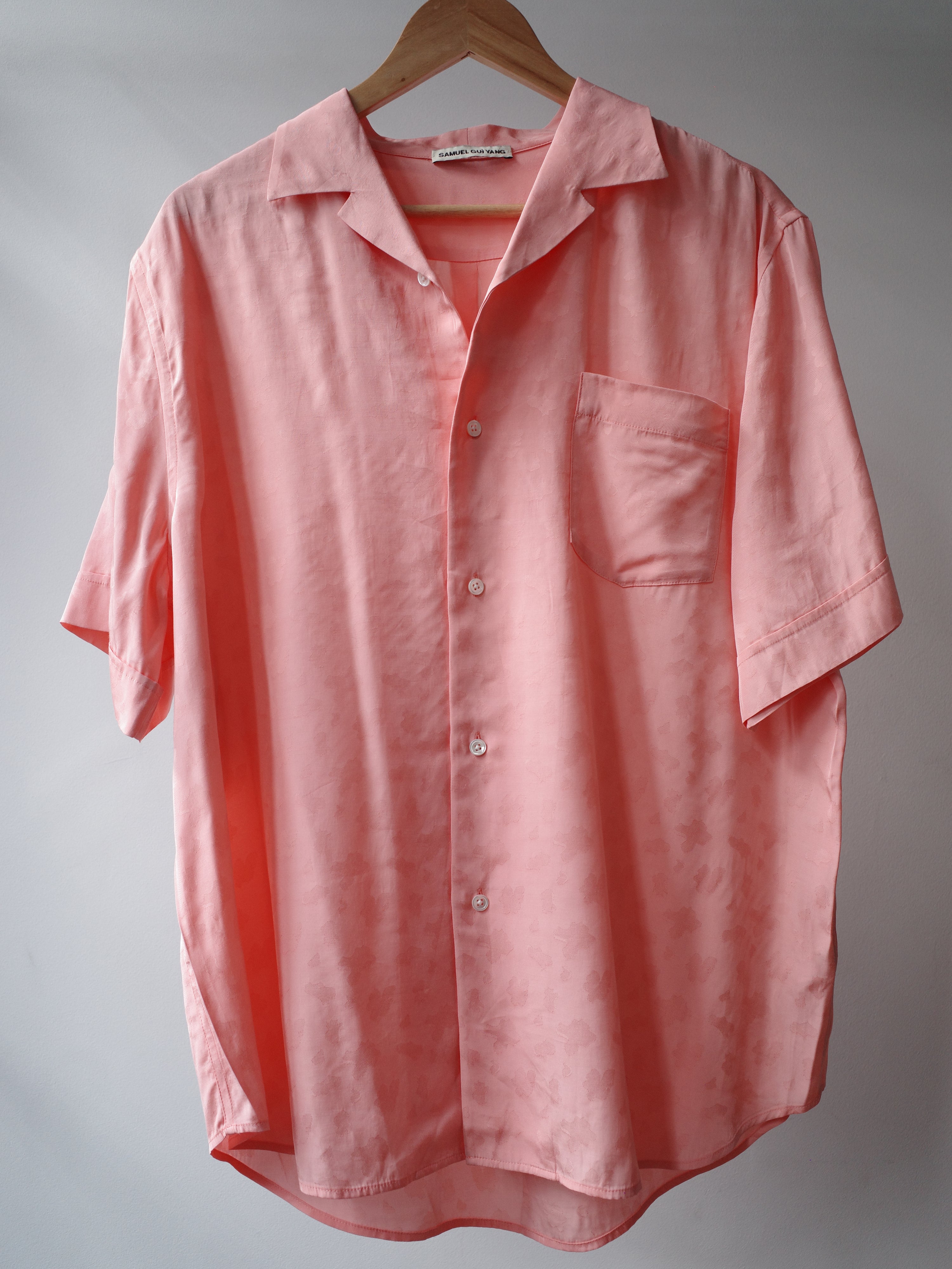 SAMUEL GUI YANG Pink Floral Jacquard Silk Shirt – FIRE 火