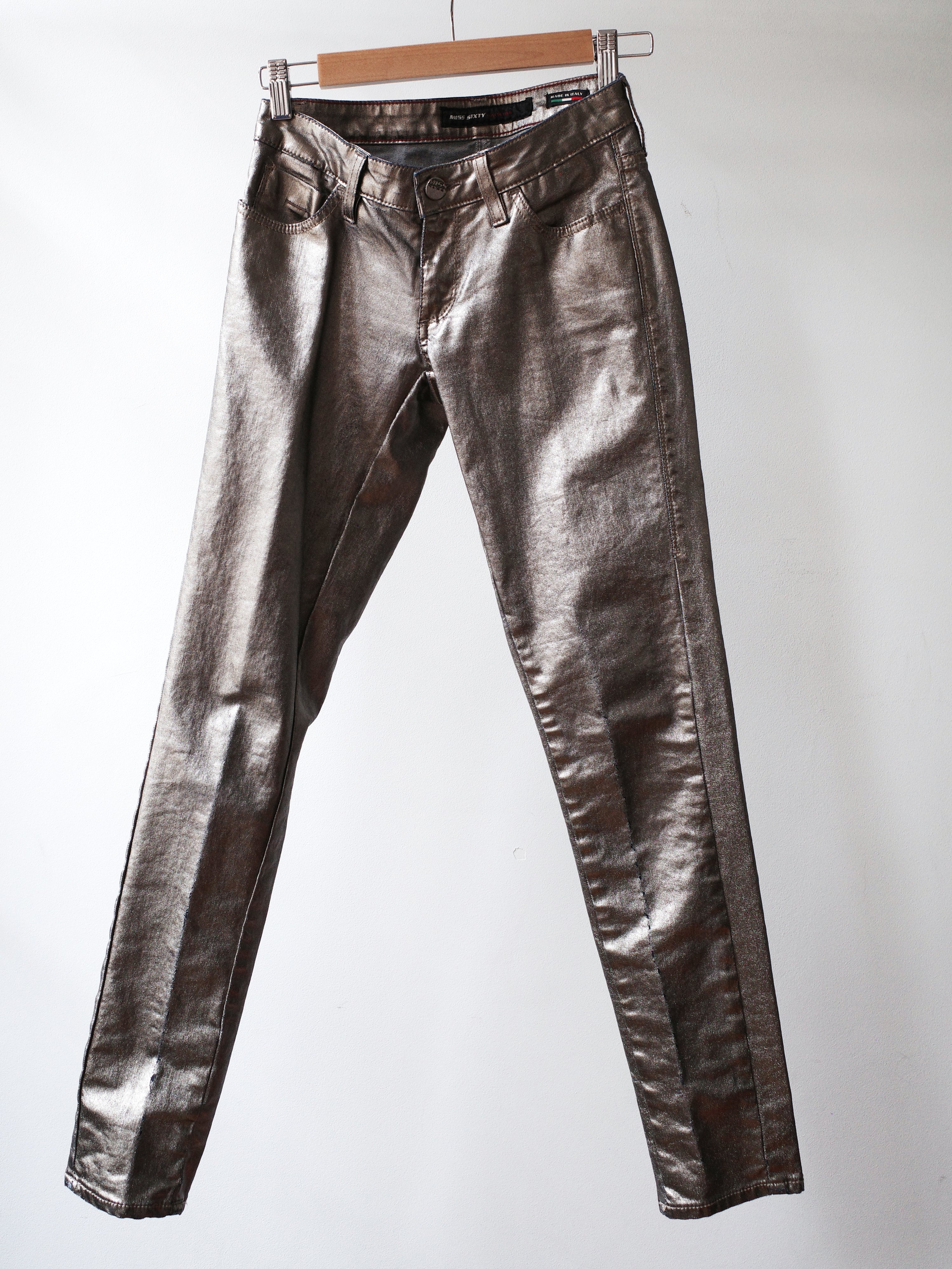 MISS SIXTY Metallic Silver Y2K Skinny Jeans – Metal 金