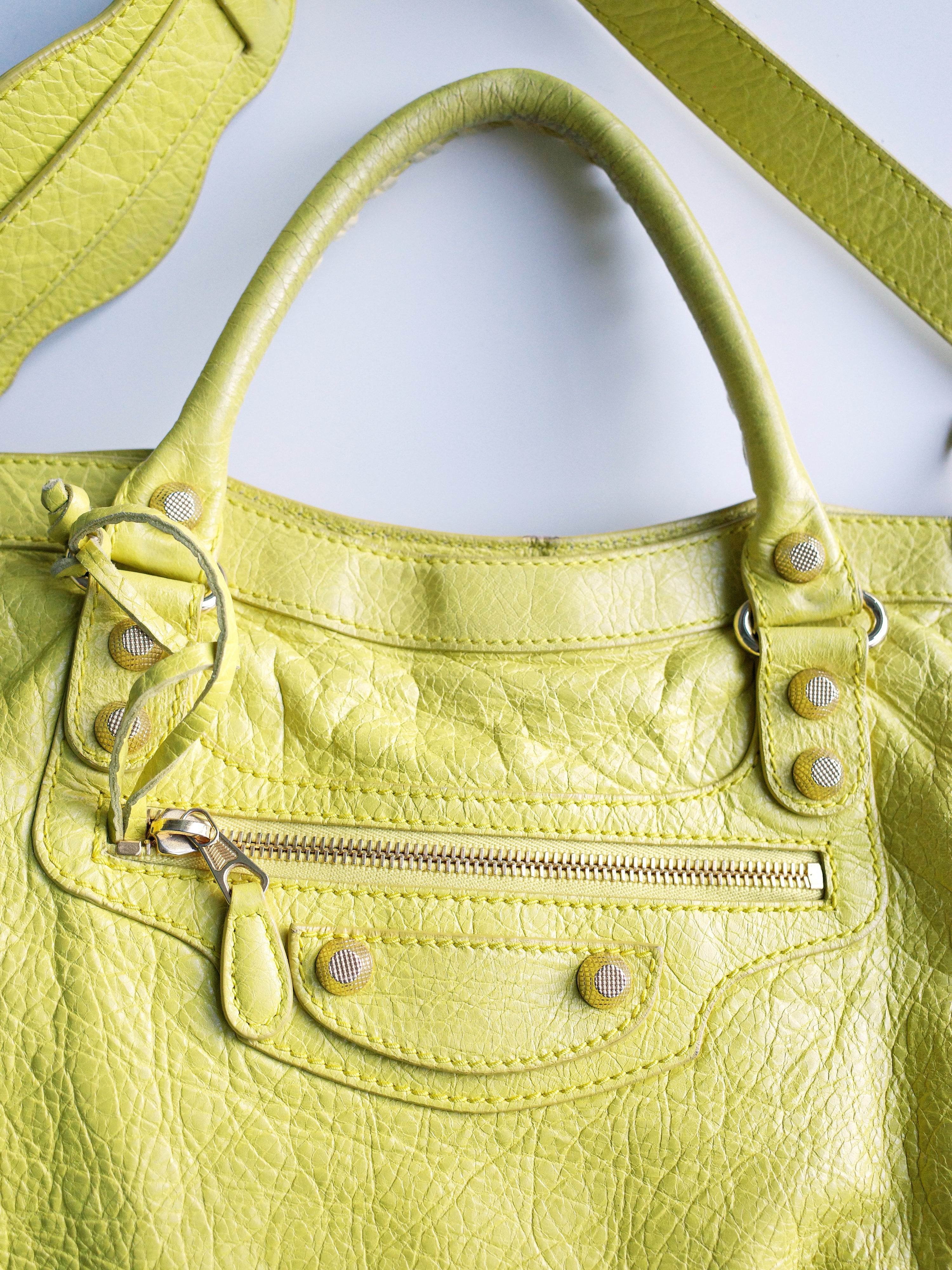 Balenciaga Bright Yellow Medium City Bag – METAL 金