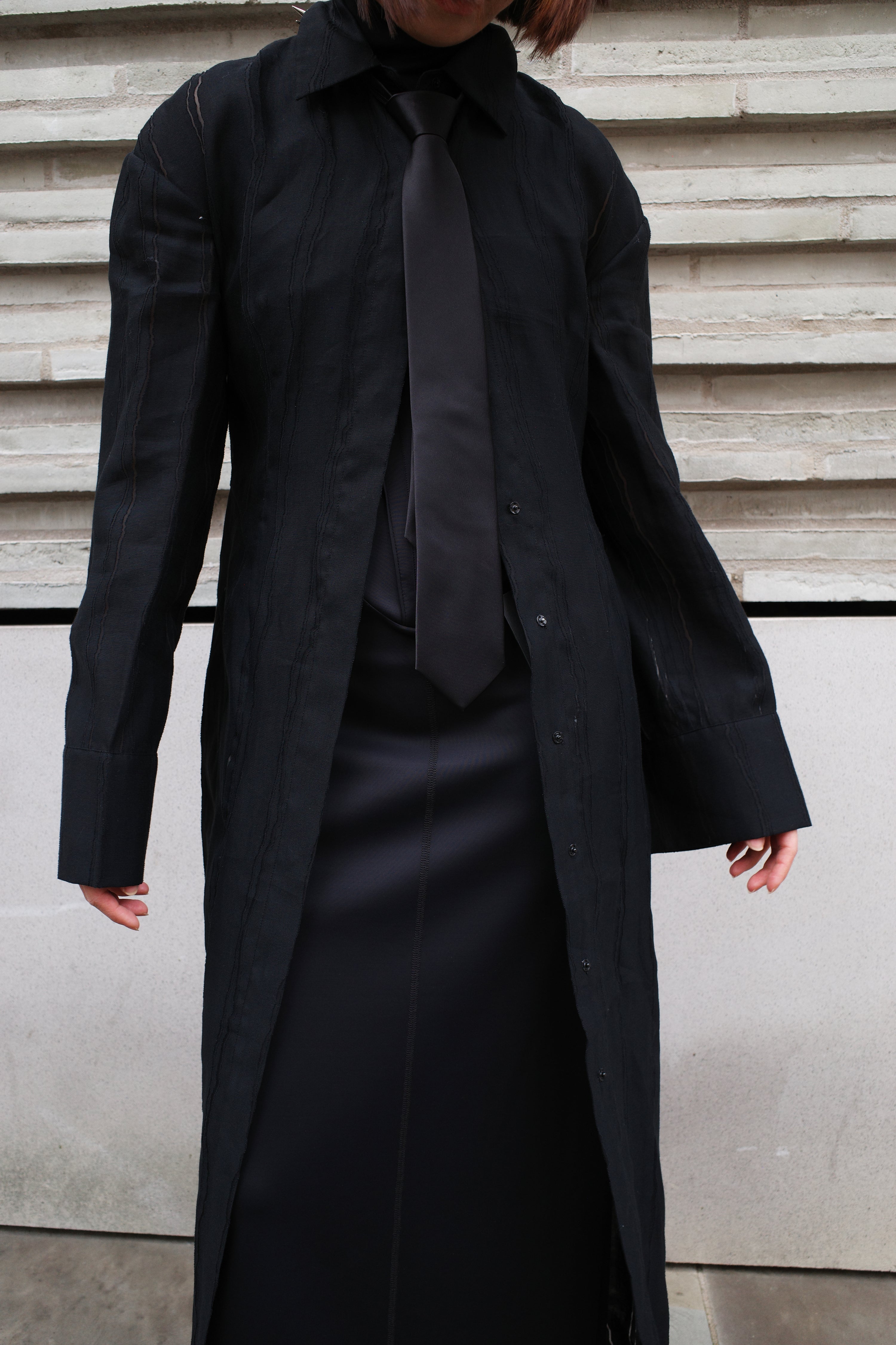 OVER RANGE Black Rivet Silk Punk Choker Tie