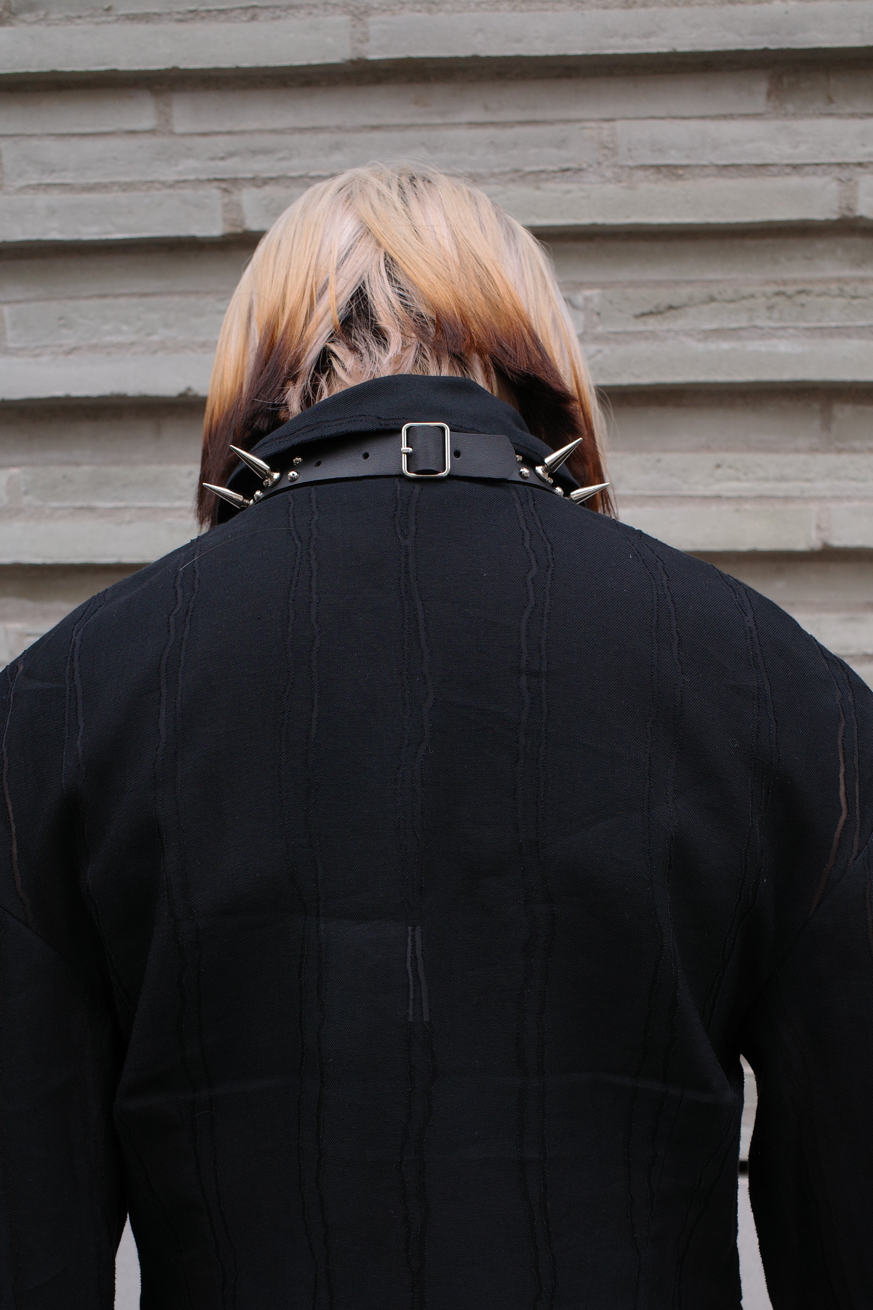 OVER RANGE Black Rivet Silk Punk Choker Tie