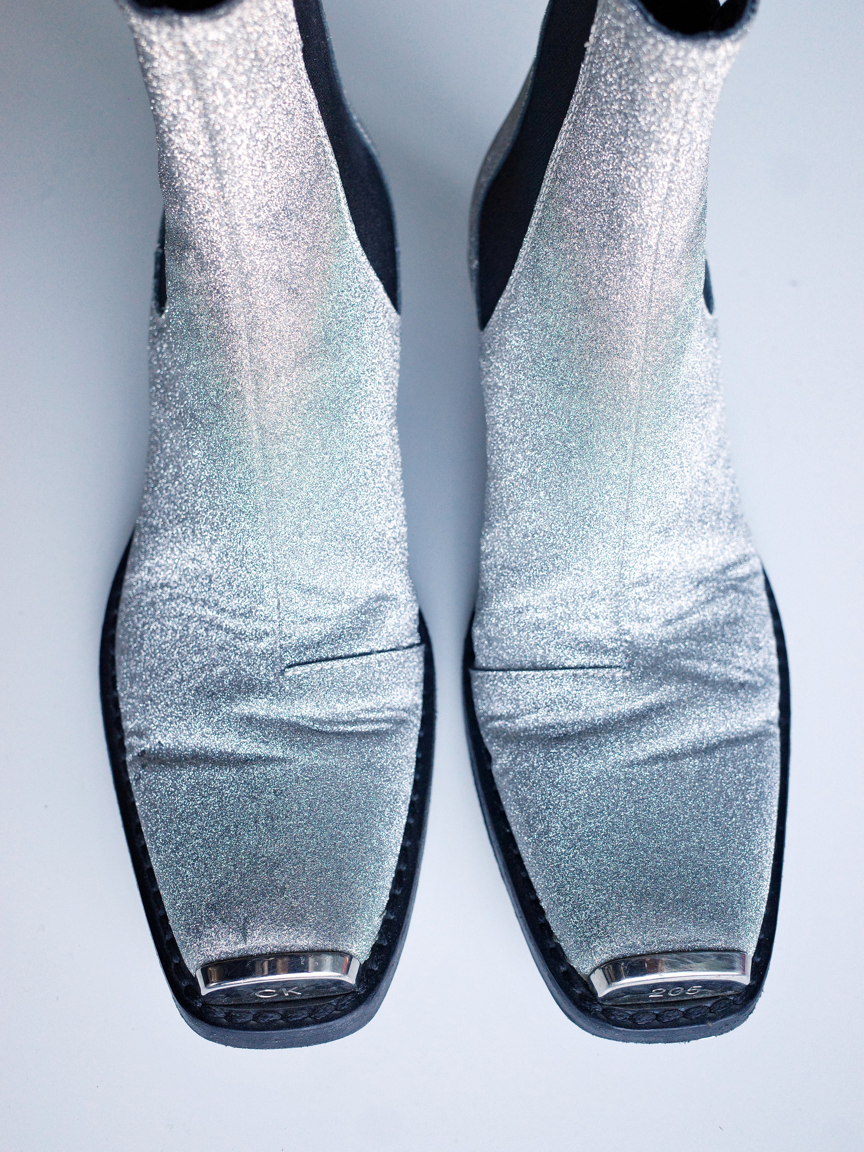 Calvin Klein 205W39NYC Silver Glitter Western Boots – METAL 金