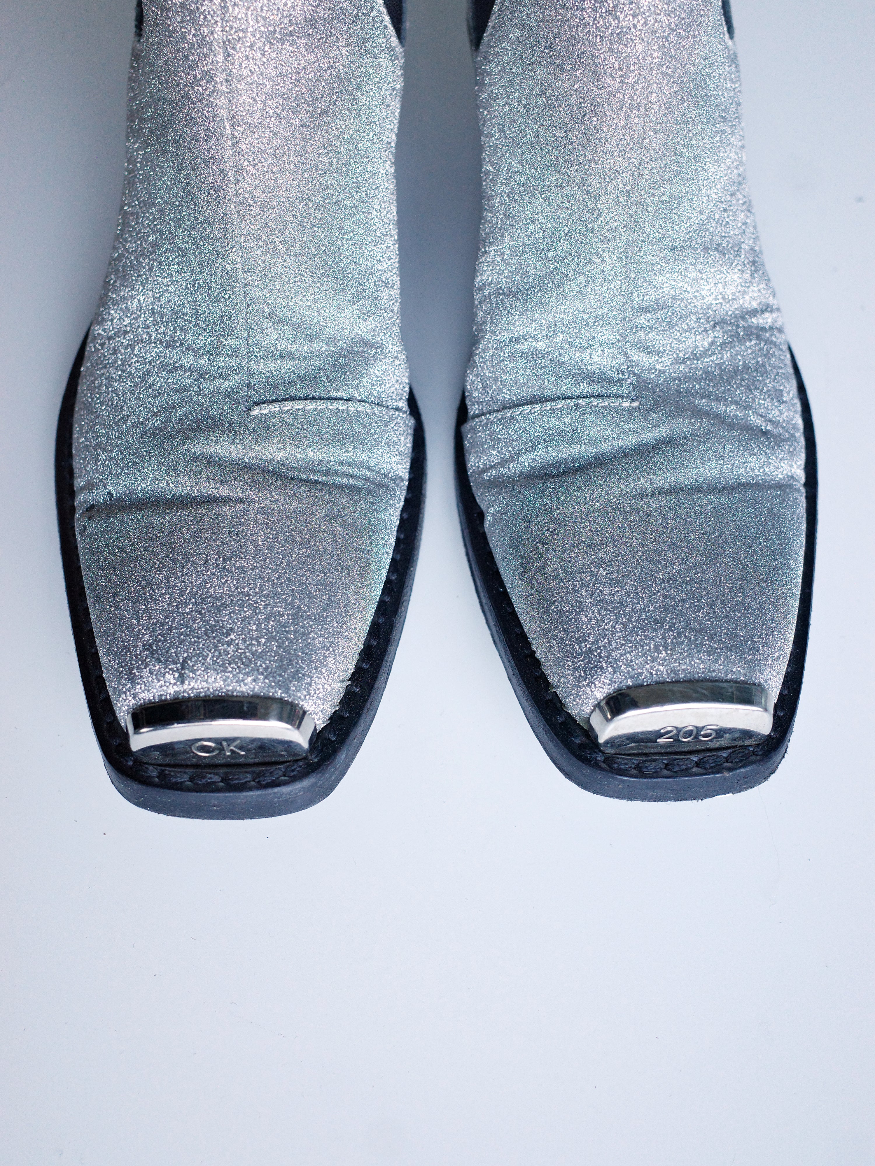 Calvin Klein 205W39NYC Silver Glitter Western Boots – METAL 金