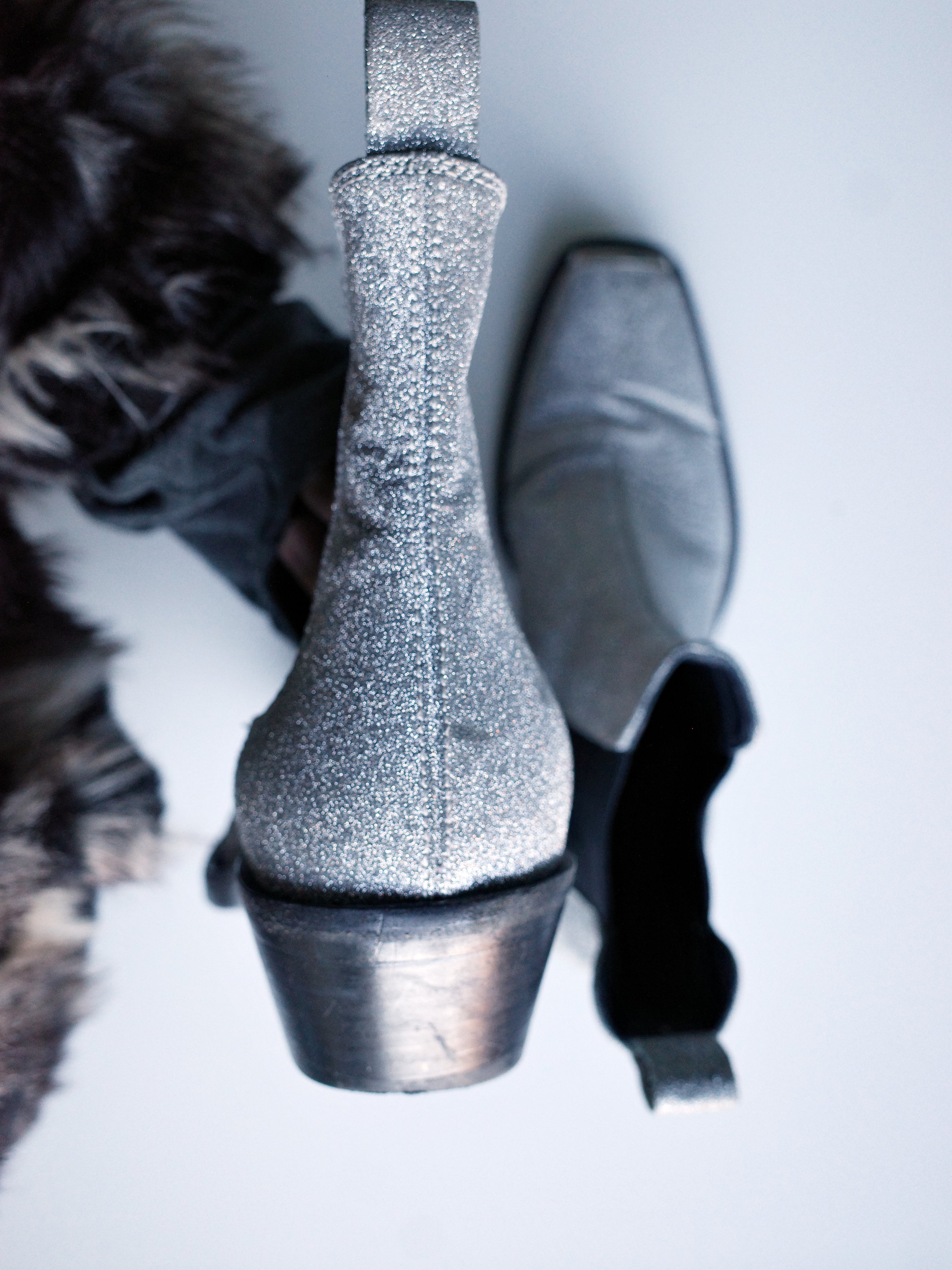 Calvin Klein 205W39NYC Silver Glitter Western Boots – METAL 金