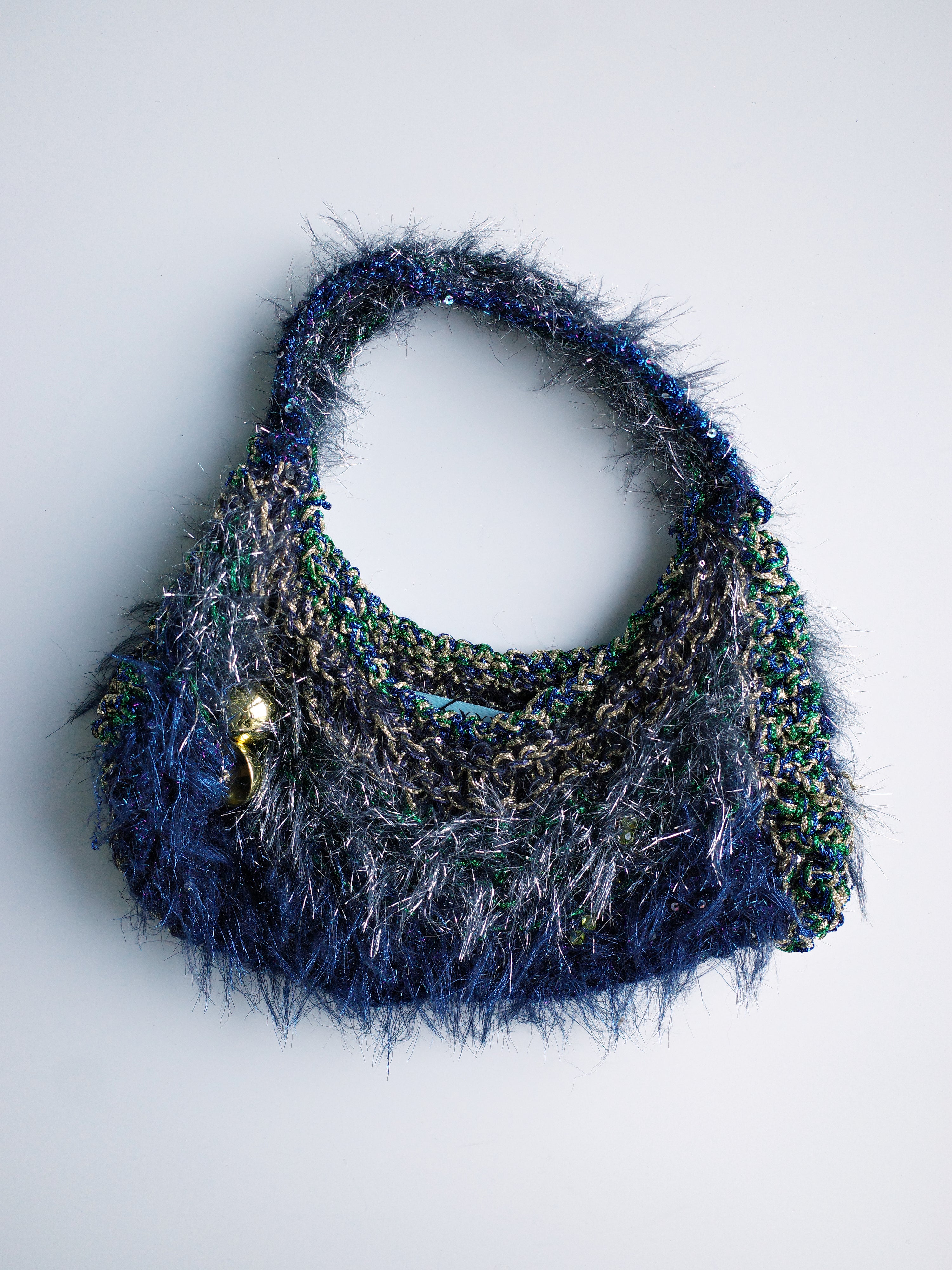 PE99Y YAN9 Moss-Metallic Hand-Crocheted Alien Terrain Bag – METAL 金
