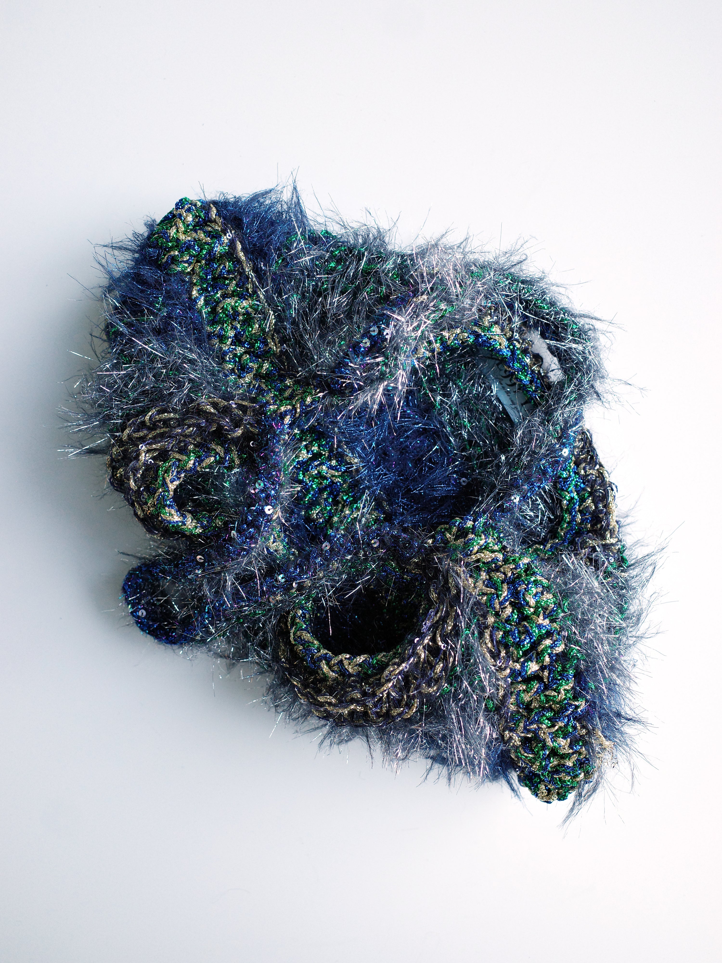 PE99Y YAN9 Moss-Metallic Hand-Crocheted Alien Terrain Bag – METAL 金
