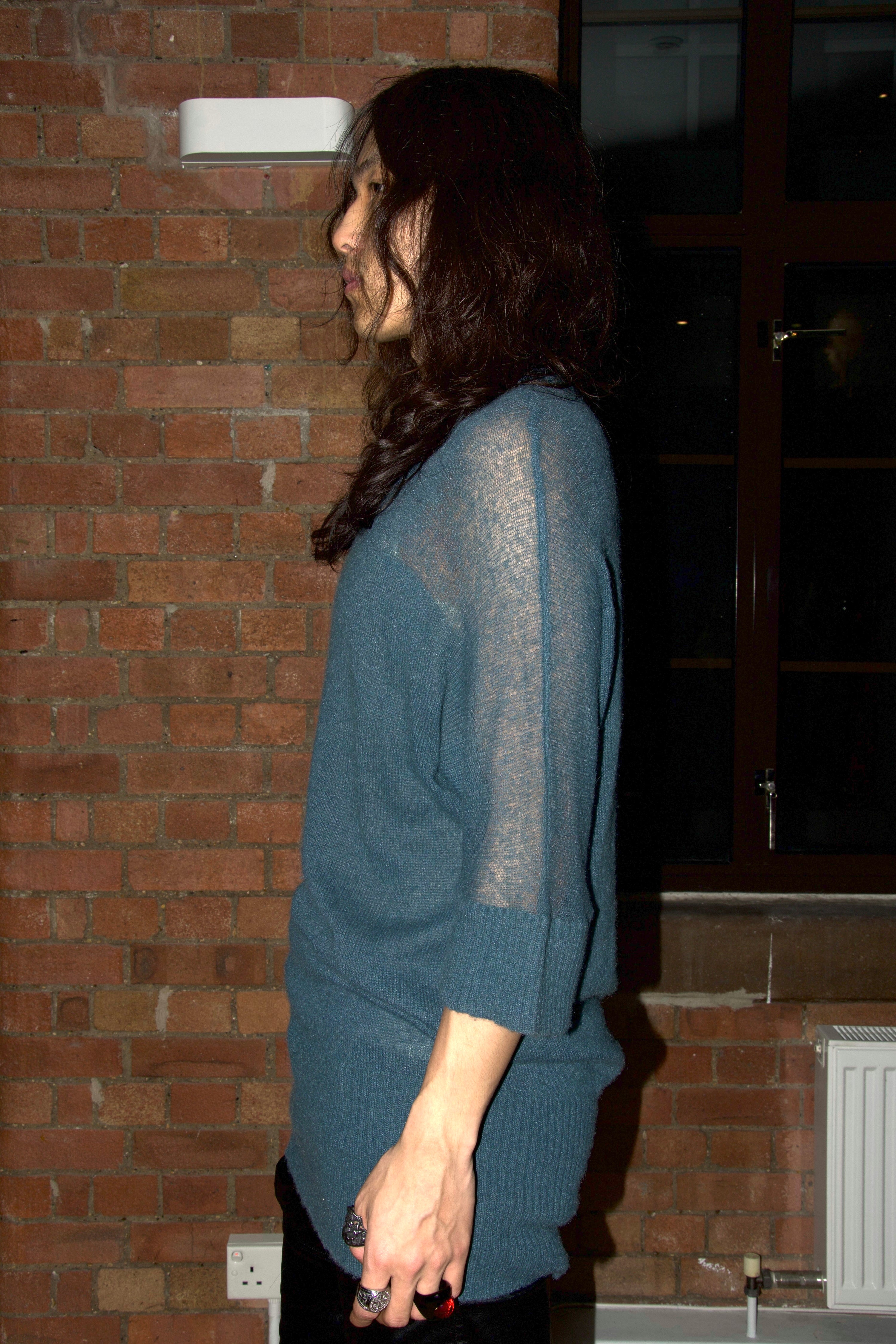 MM6 Draped Mist-Blue Knit Dress – WATER 水