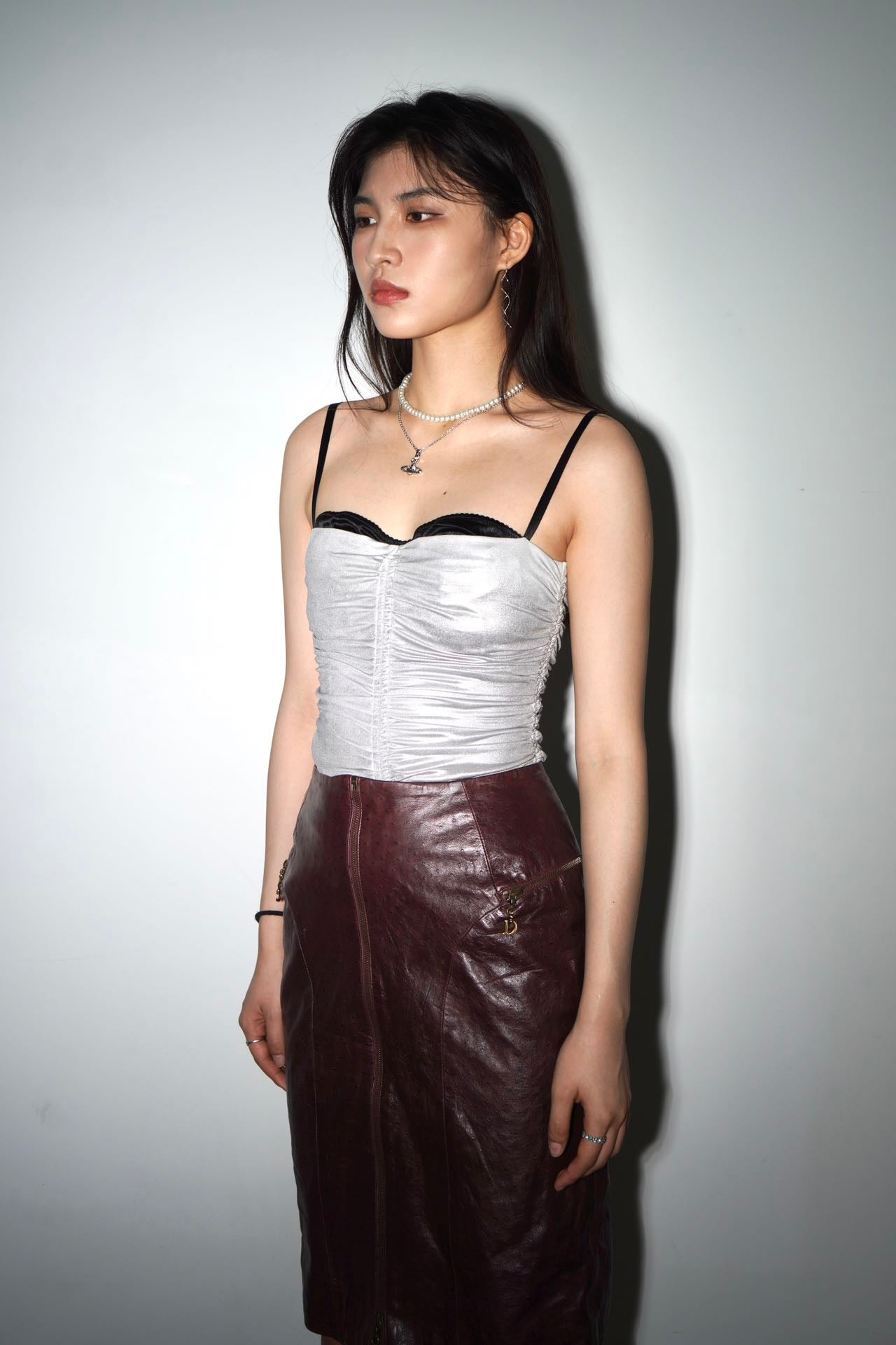 Dolce & Gabbana S/S 2003 Silver Ruched Lame Corset – METAL 金