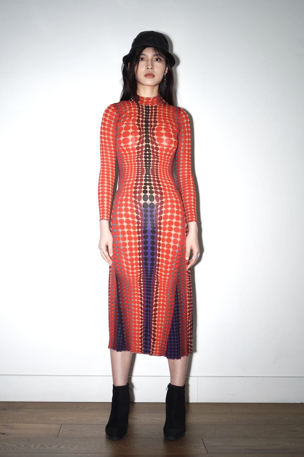 Jean Paul Gaultier S/S 1996 “Cyberdots” Optical Mesh Gown – FIRE 火