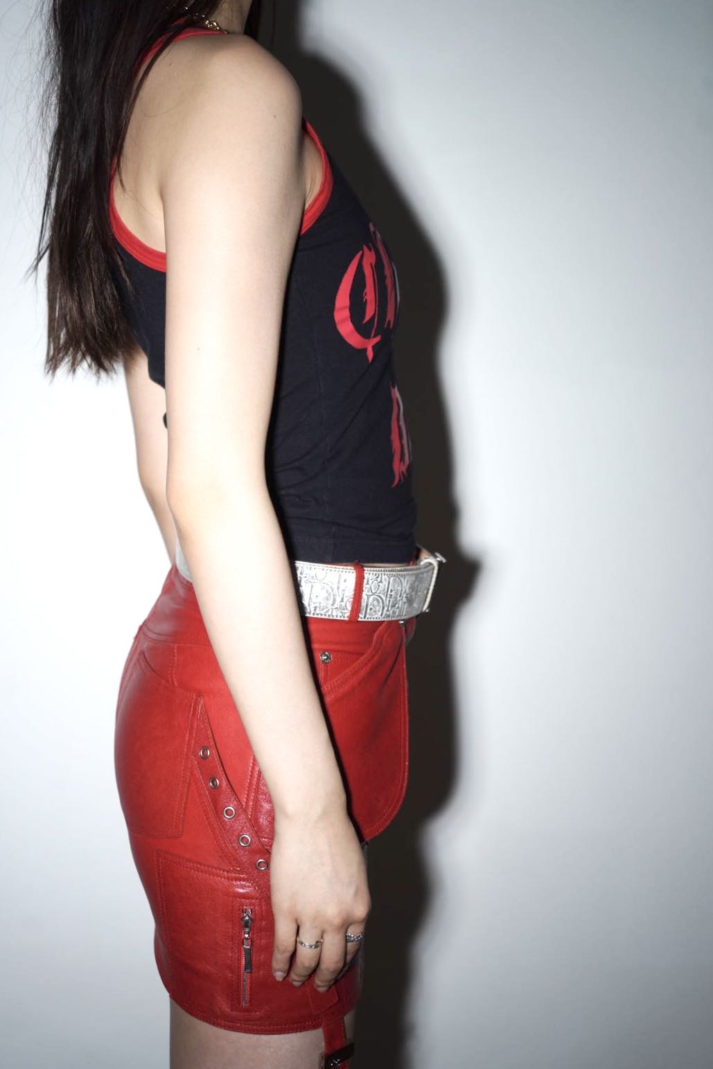 Christian Dior by John Galliano Red Hardcore Punk Leather Mini Skirt – METAL 金