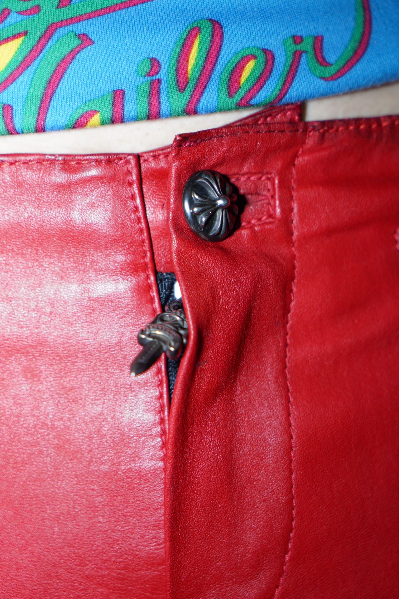 Chrome Hearts Ultra-Rare Red Full Leather Pants – FIRE 火