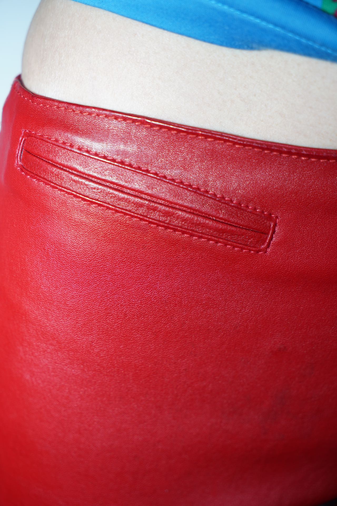 Chrome Hearts Ultra-Rare Red Full Leather Pants – FIRE 火