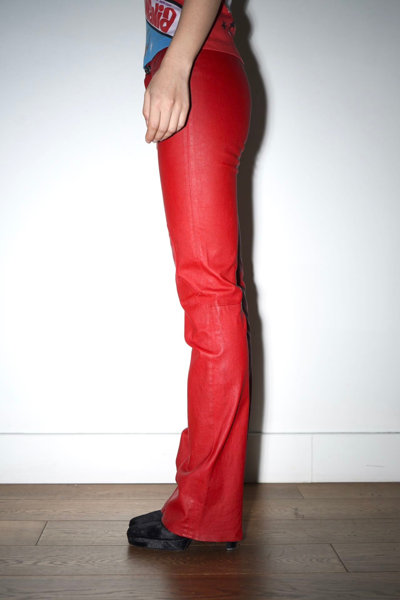 Chrome Hearts Ultra-Rare Red Full Leather Pants – FIRE 火