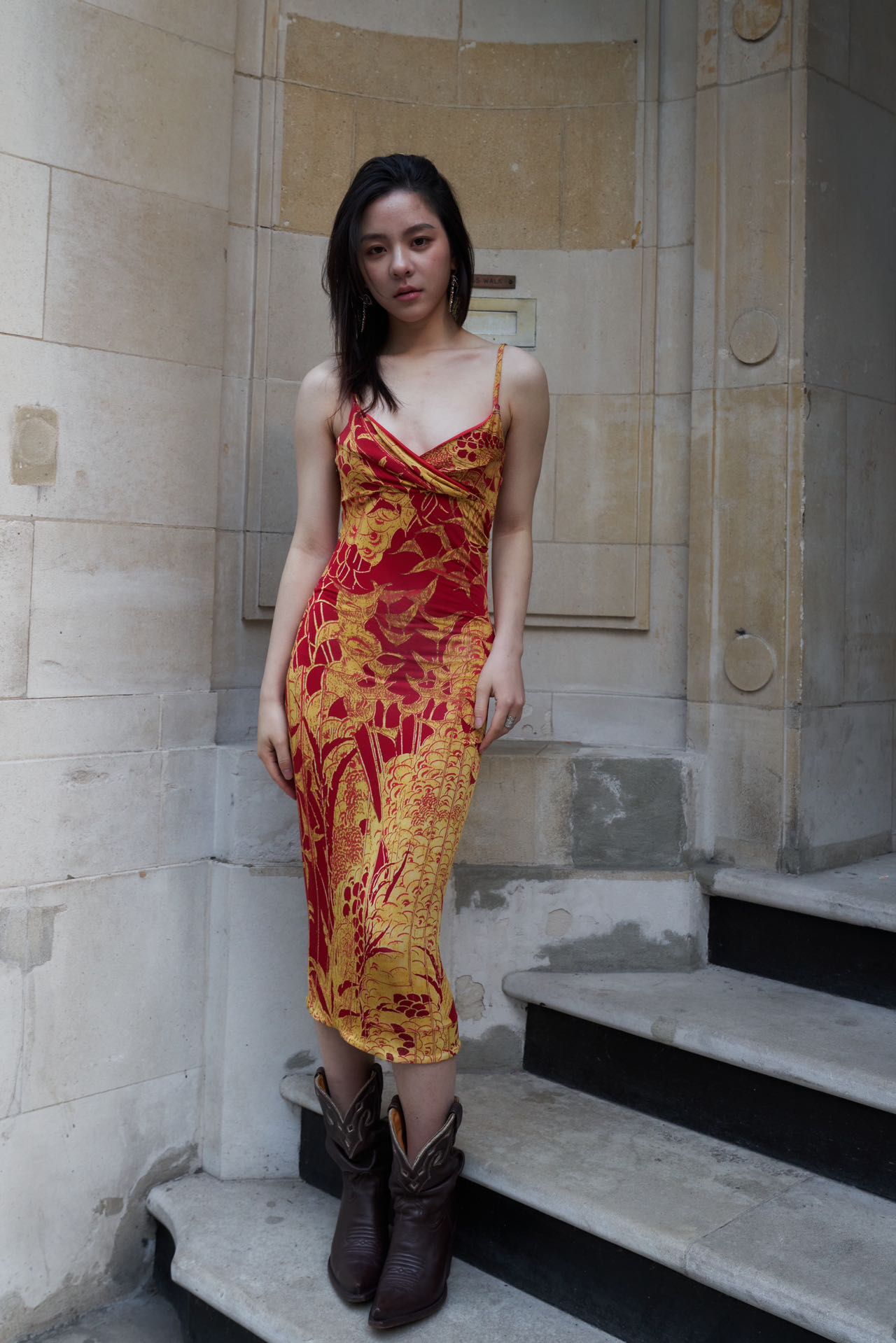 Roberto Cavalli Just Cavalli Gold Baroque Dress – FIRE 火