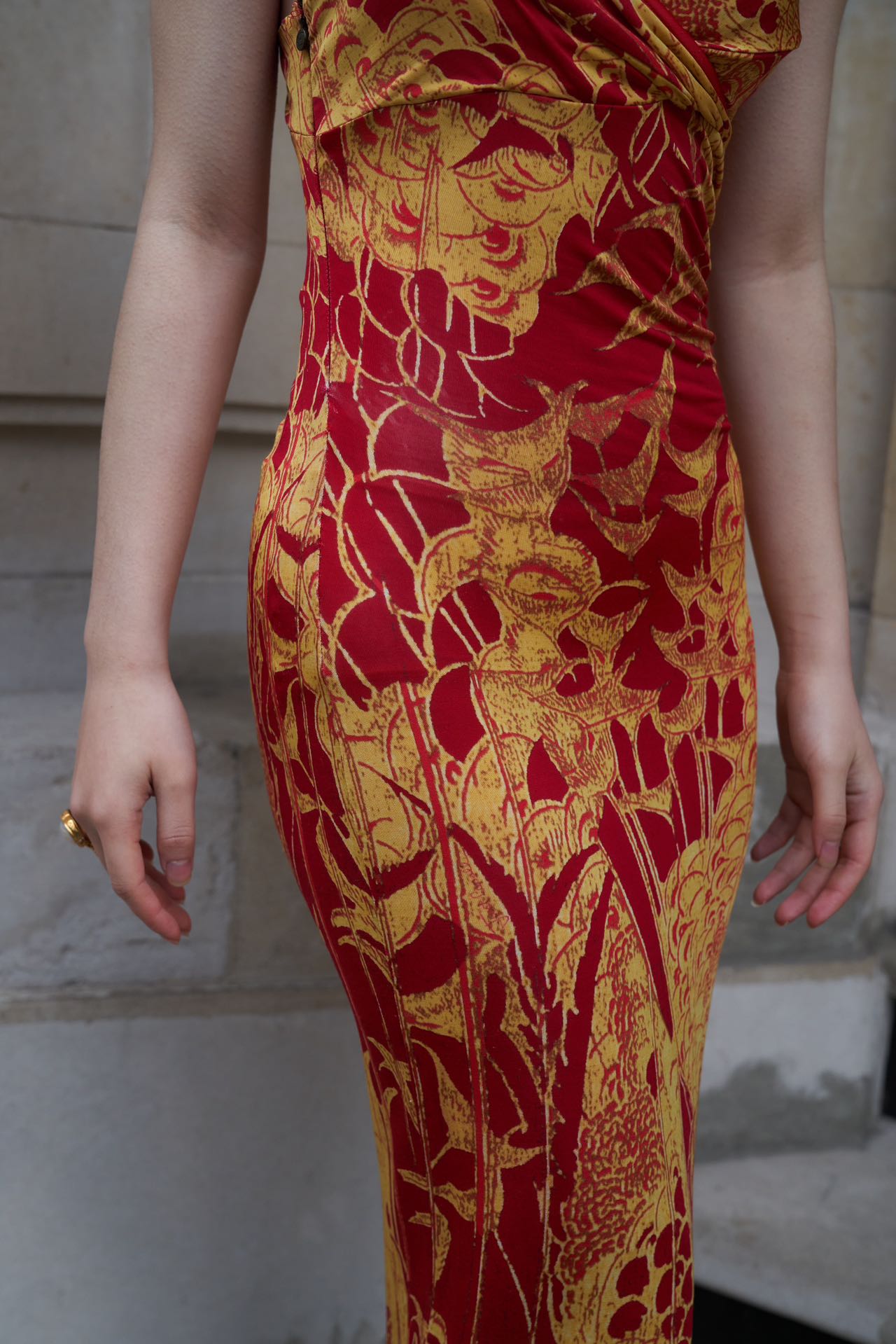 Roberto Cavalli Just Cavalli Gold Baroque Dress – FIRE 火