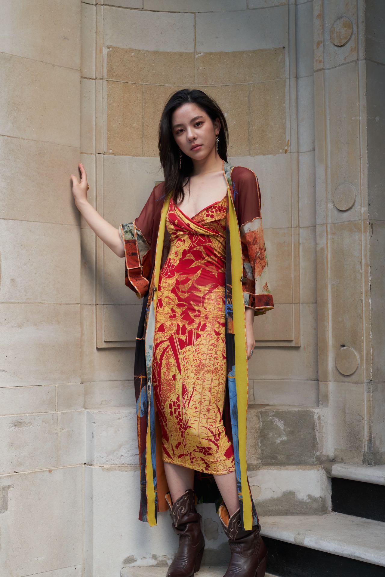 Roberto Cavalli Just Cavalli Gold Baroque Dress – FIRE 火