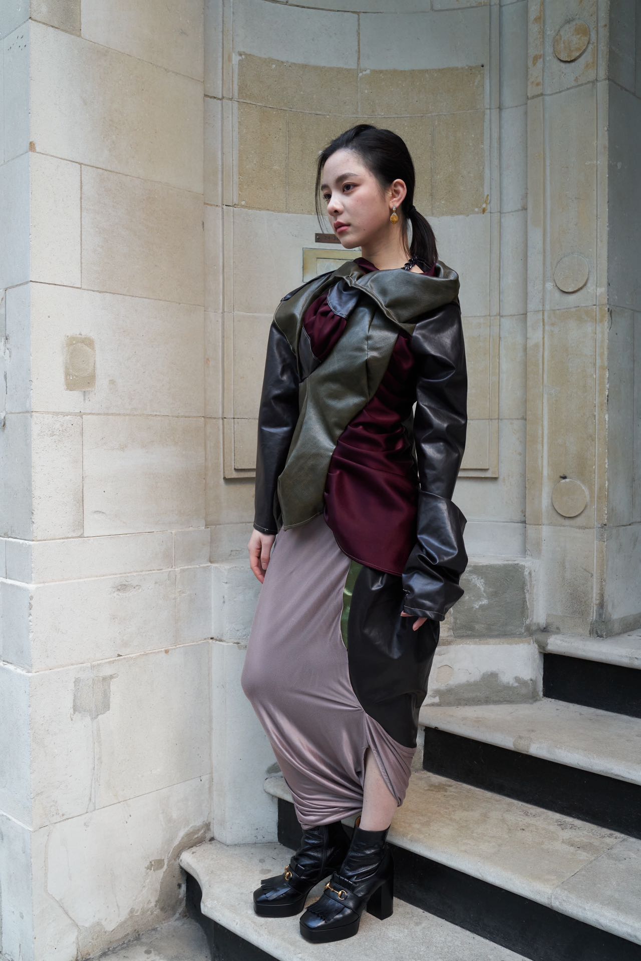 PE99Y YAN9 Iridescent Silk Jersey Hybrid Jumpsuit – METAL 金
