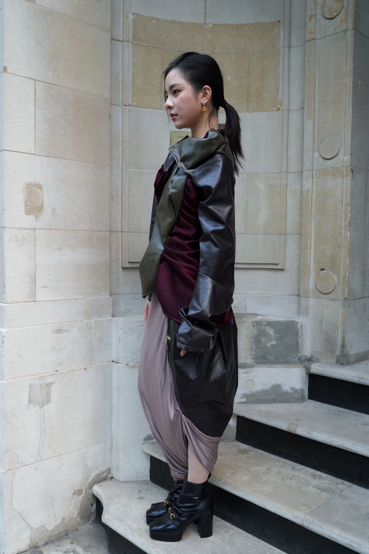 PE99Y YAN9 Iridescent Silk Jersey Hybrid Jumpsuit – METAL 金