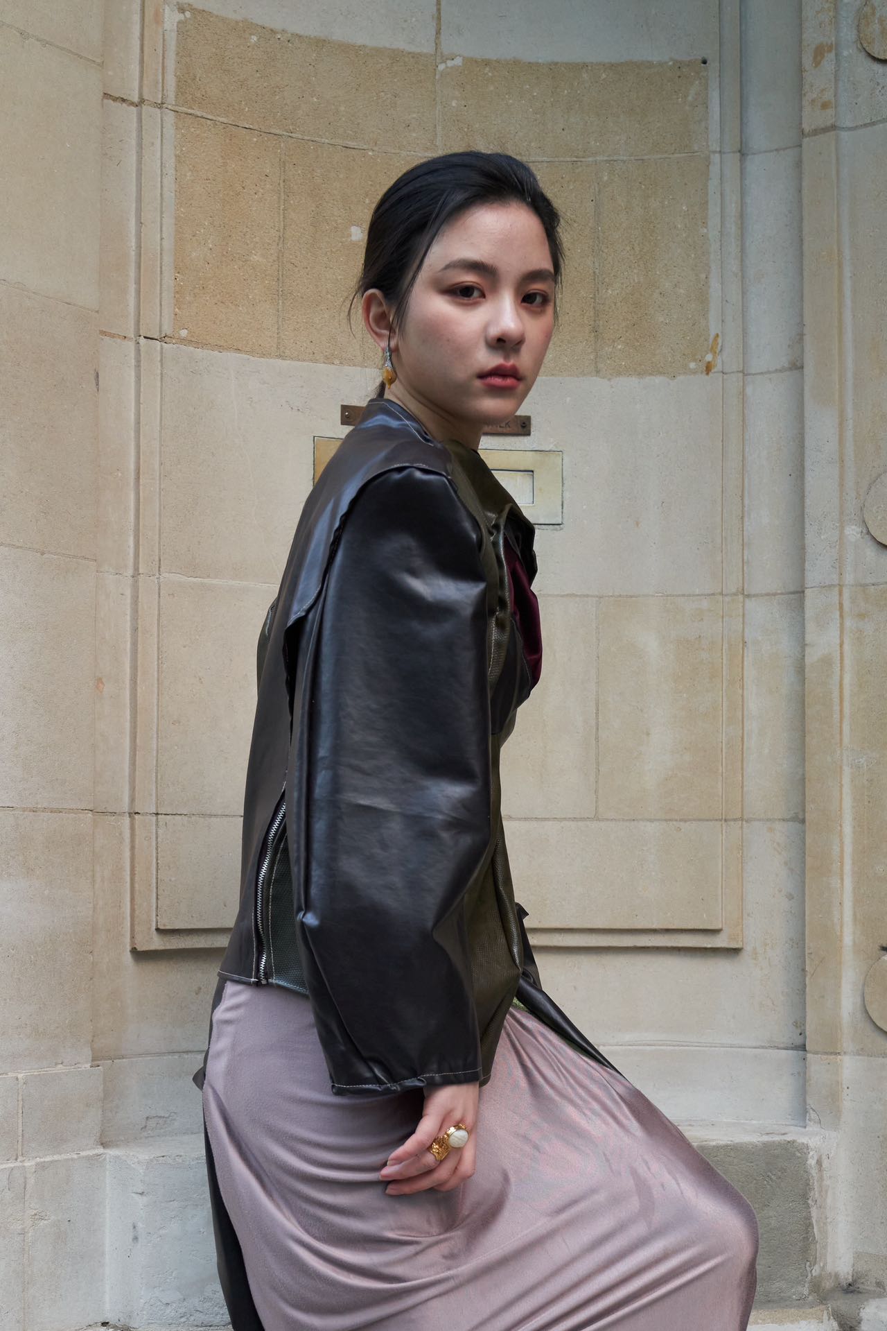 PE99Y YAN9 Iridescent Silk Jersey Hybrid Jumpsuit – METAL 金