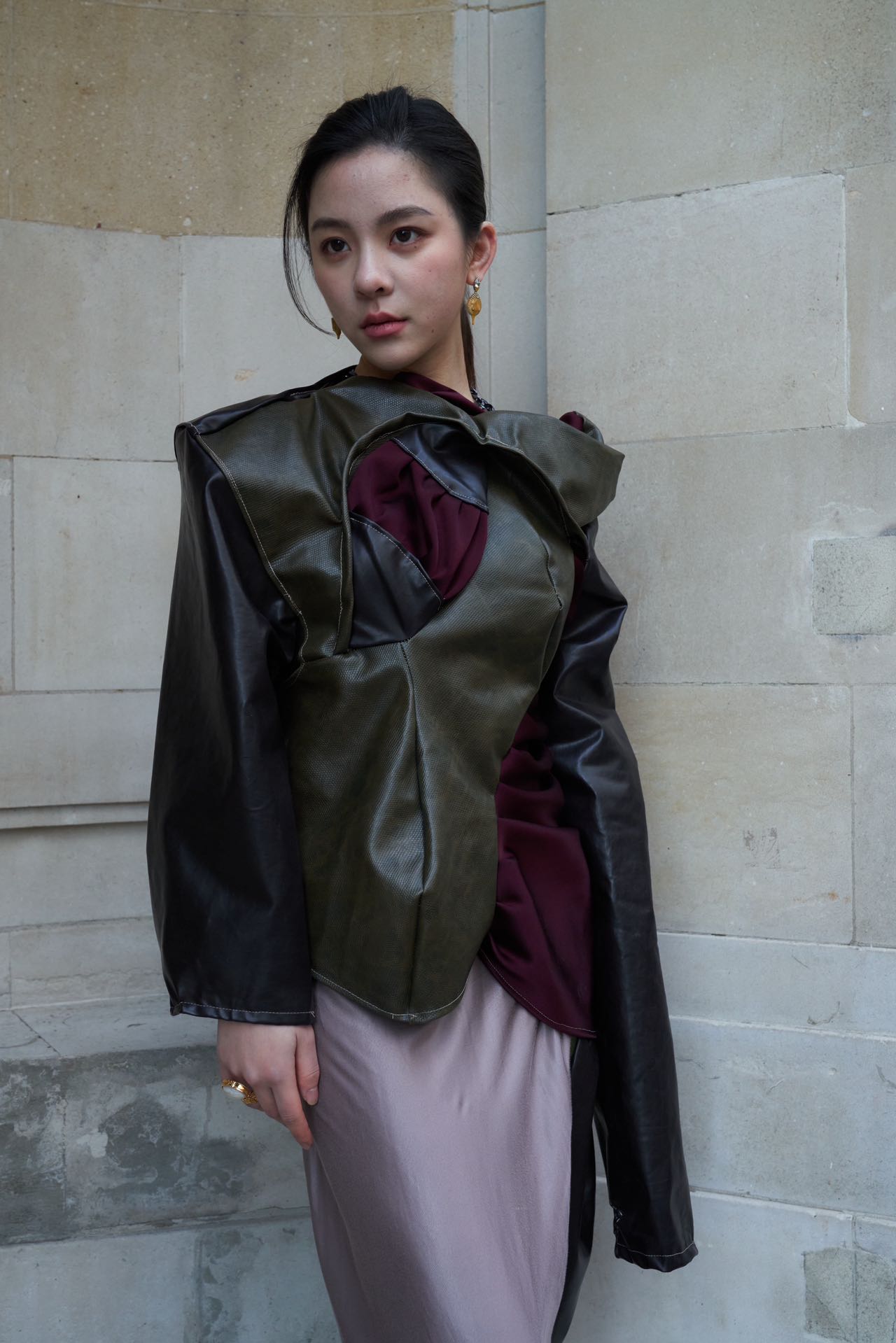 PE99Y YAN9 Iridescent Silk Jersey Hybrid Jumpsuit – METAL 金