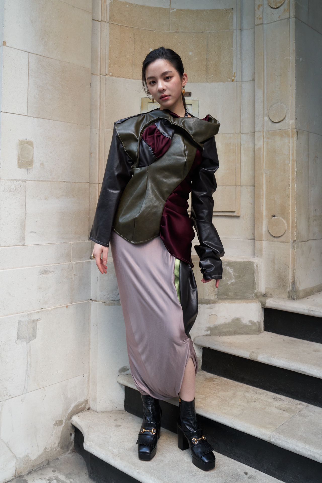 PE99Y YAN9 Iridescent Silk Jersey Hybrid Jumpsuit – METAL 金