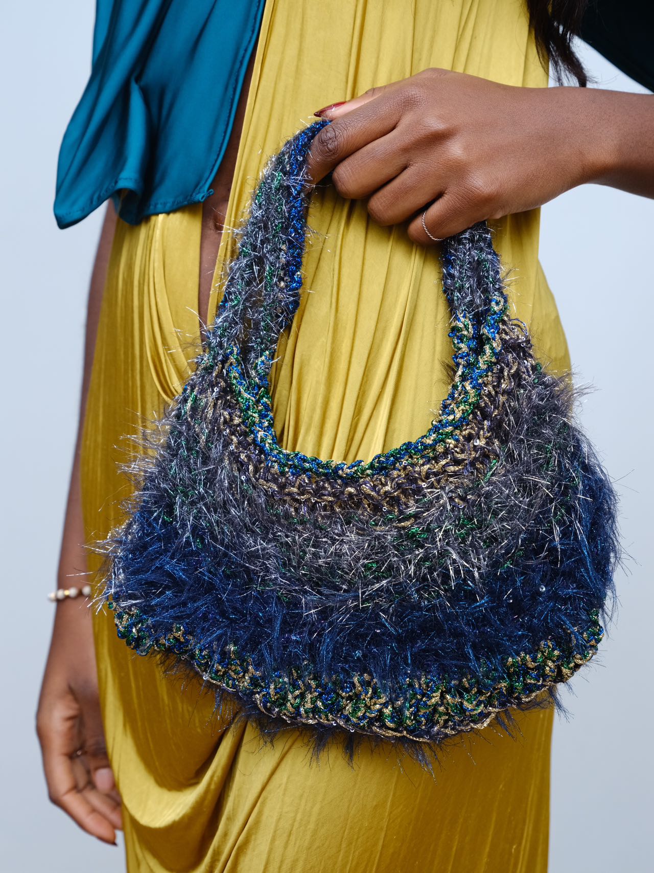 PE99Y YAN9 Moss-Metallic Hand-Crocheted Alien Terrain Bag – METAL 金