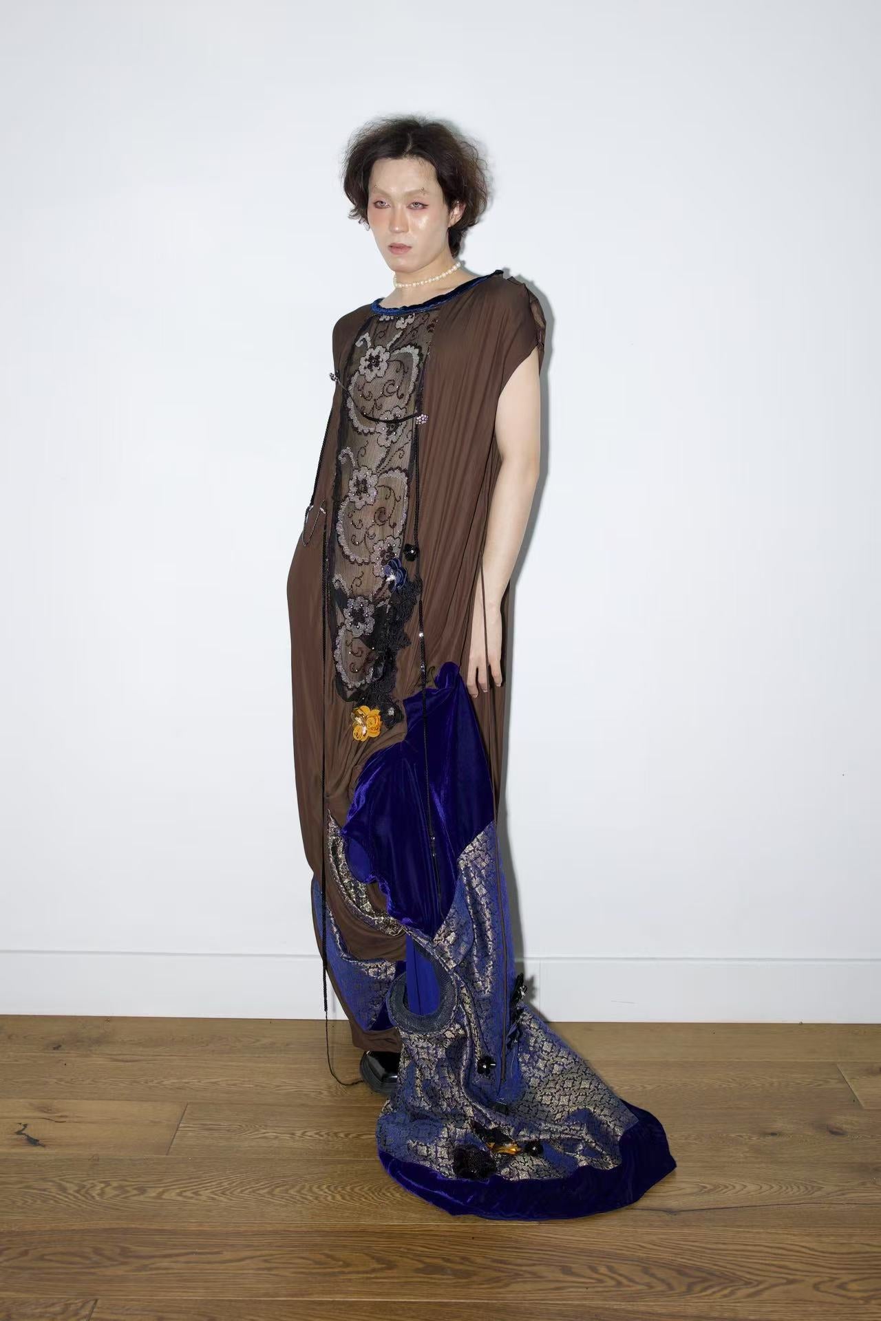 PE99Y YAN9 Deconstructed Embroidered Silk Jumpsuit – WATER 水