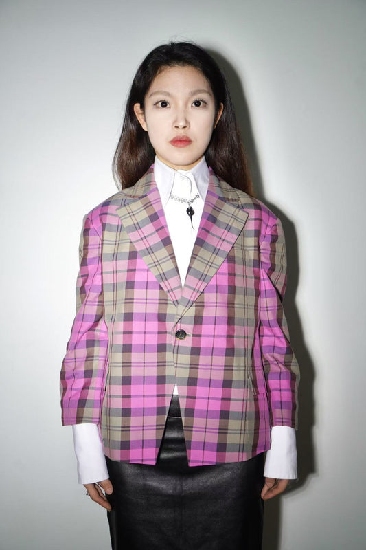 Vivienne Westwood Women's Pink and Green Check Blazer Jacket