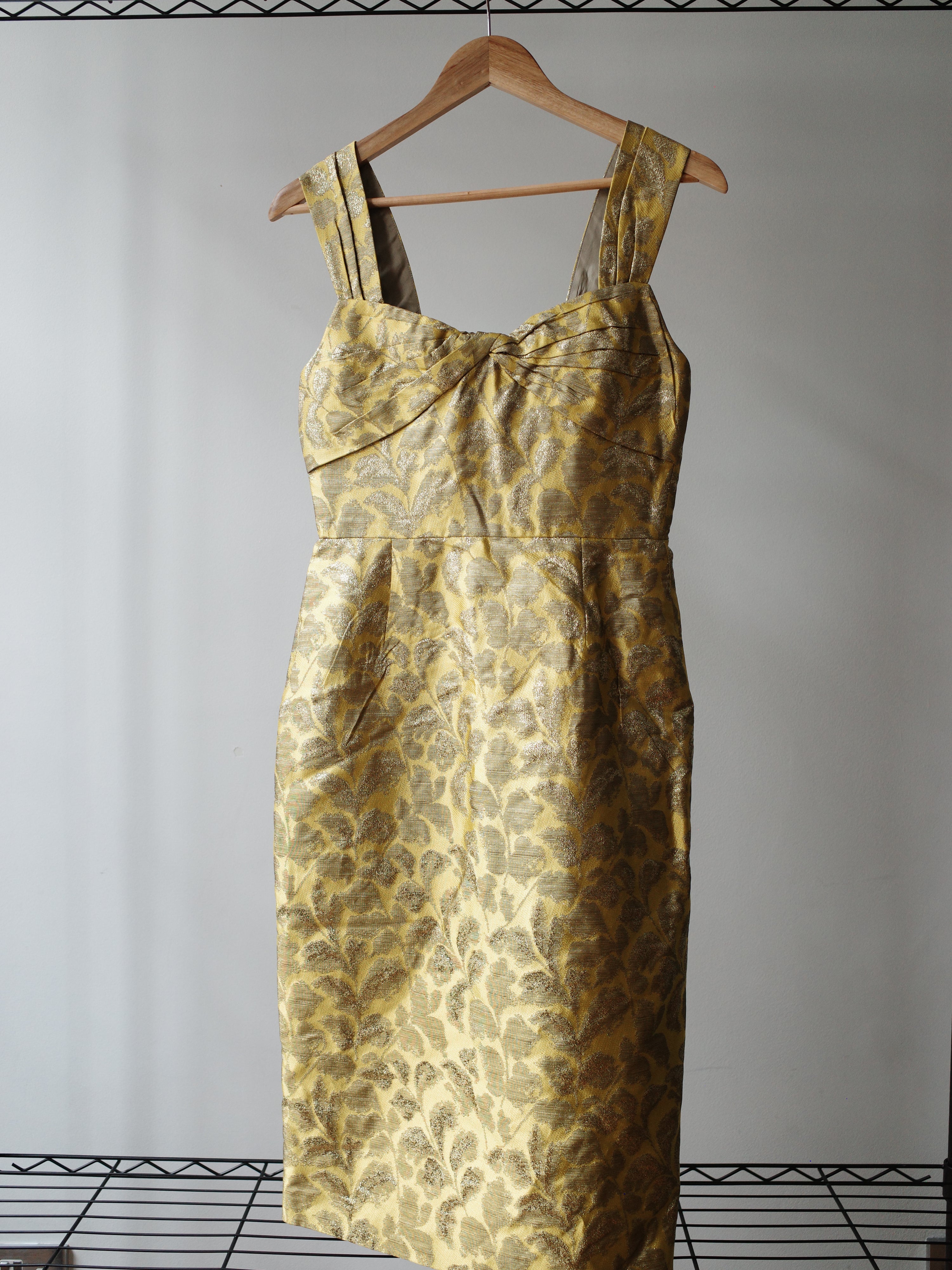 Prada Gold Brocade Sculptural Dress – METAL 金