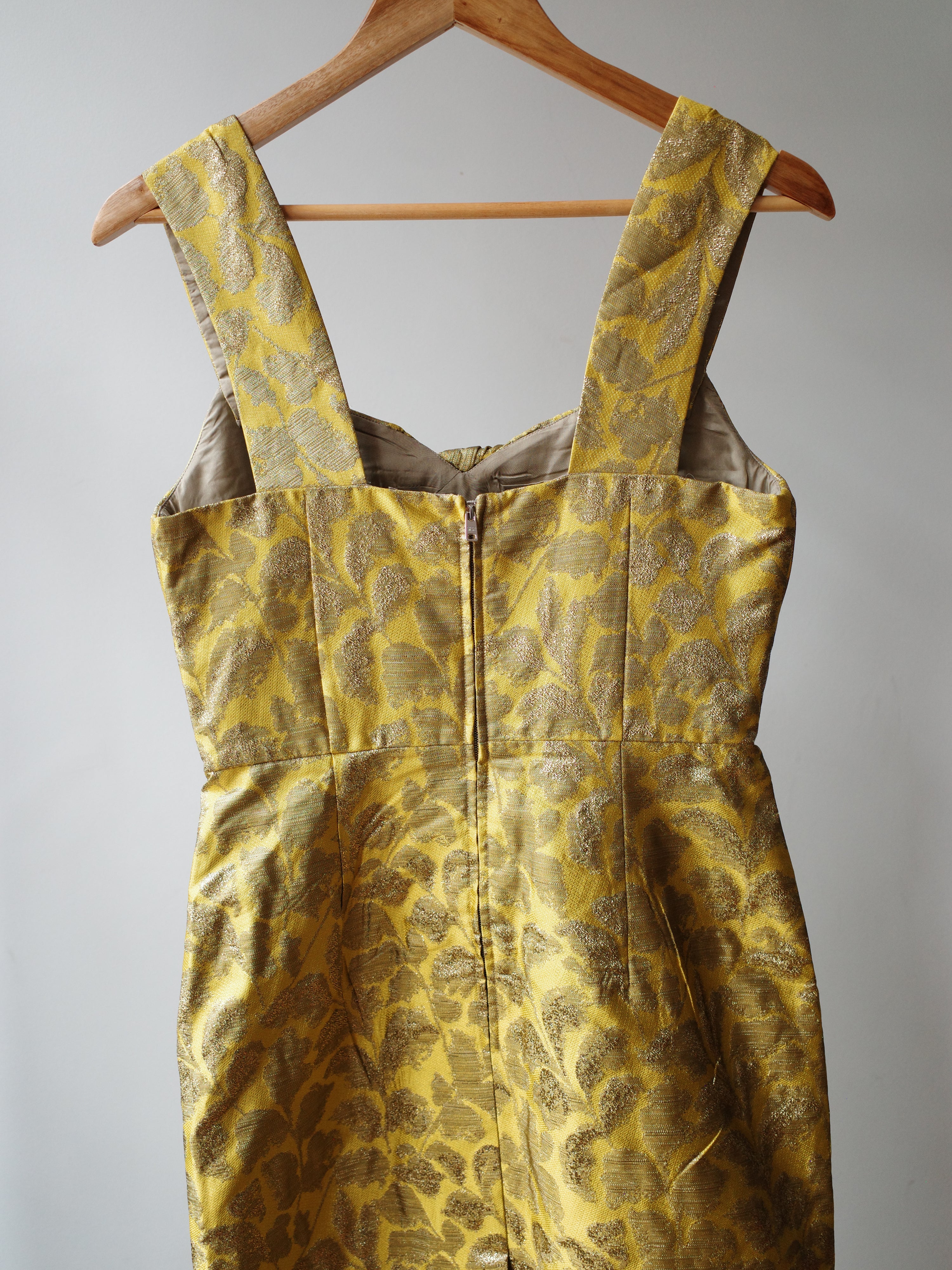 Prada Gold Brocade Sculptural Dress – METAL 金