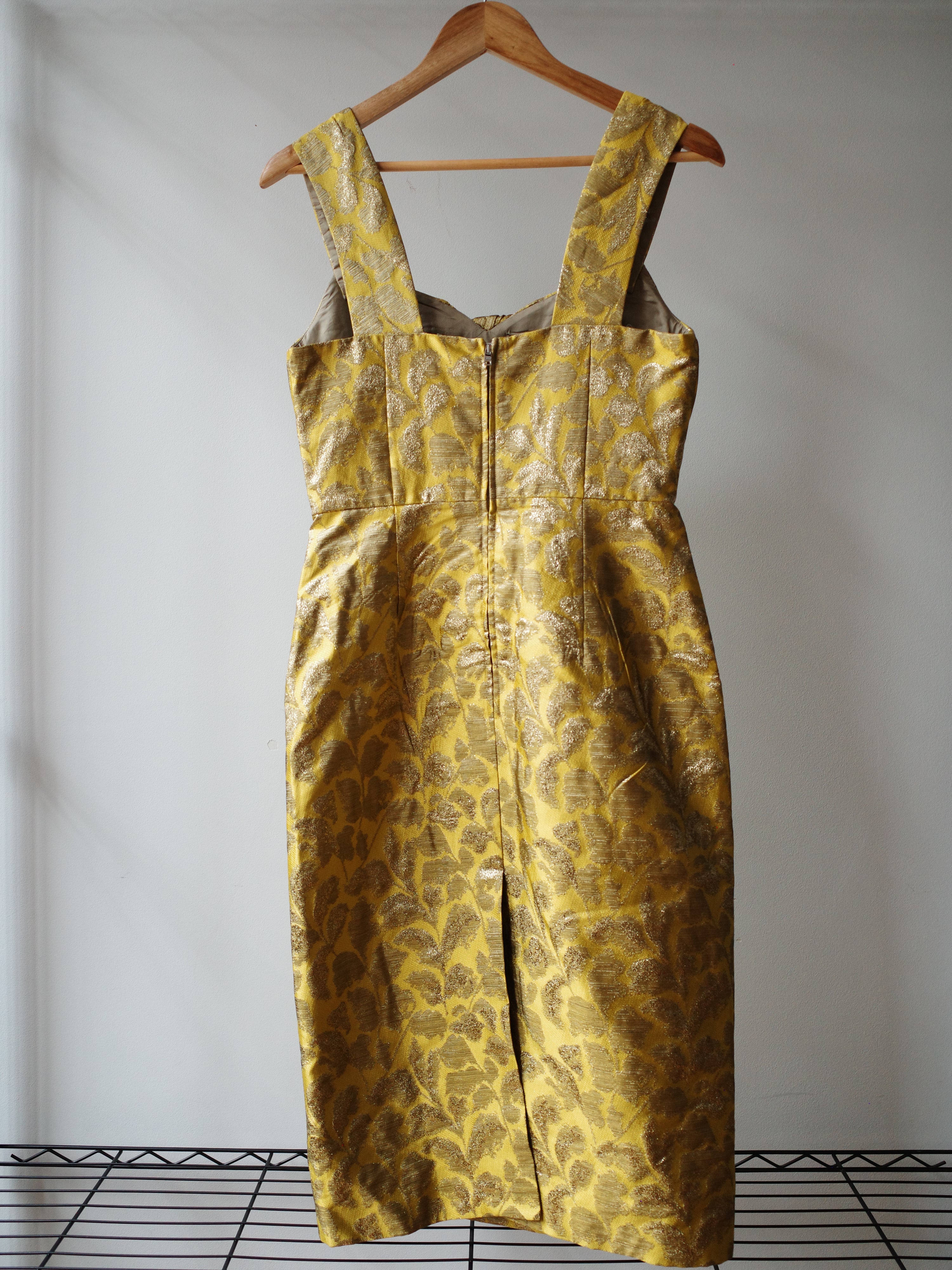 Prada Gold Brocade Sculptural Dress – METAL 金