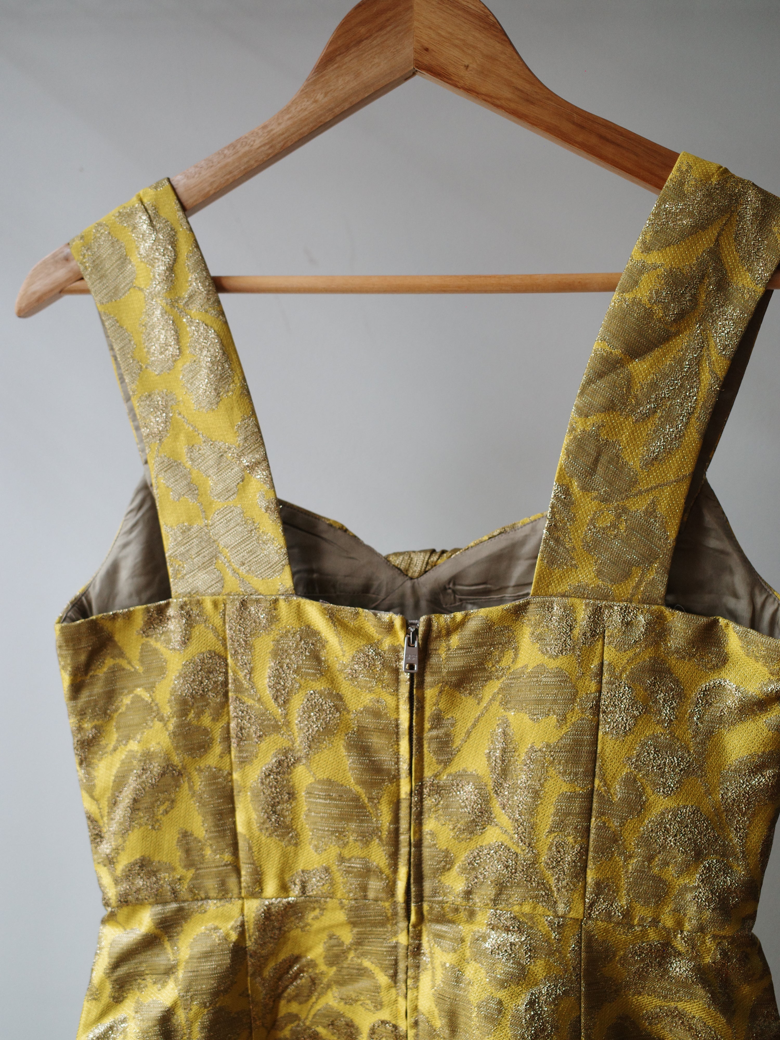 Prada Gold Brocade Sculptural Dress – METAL 金
