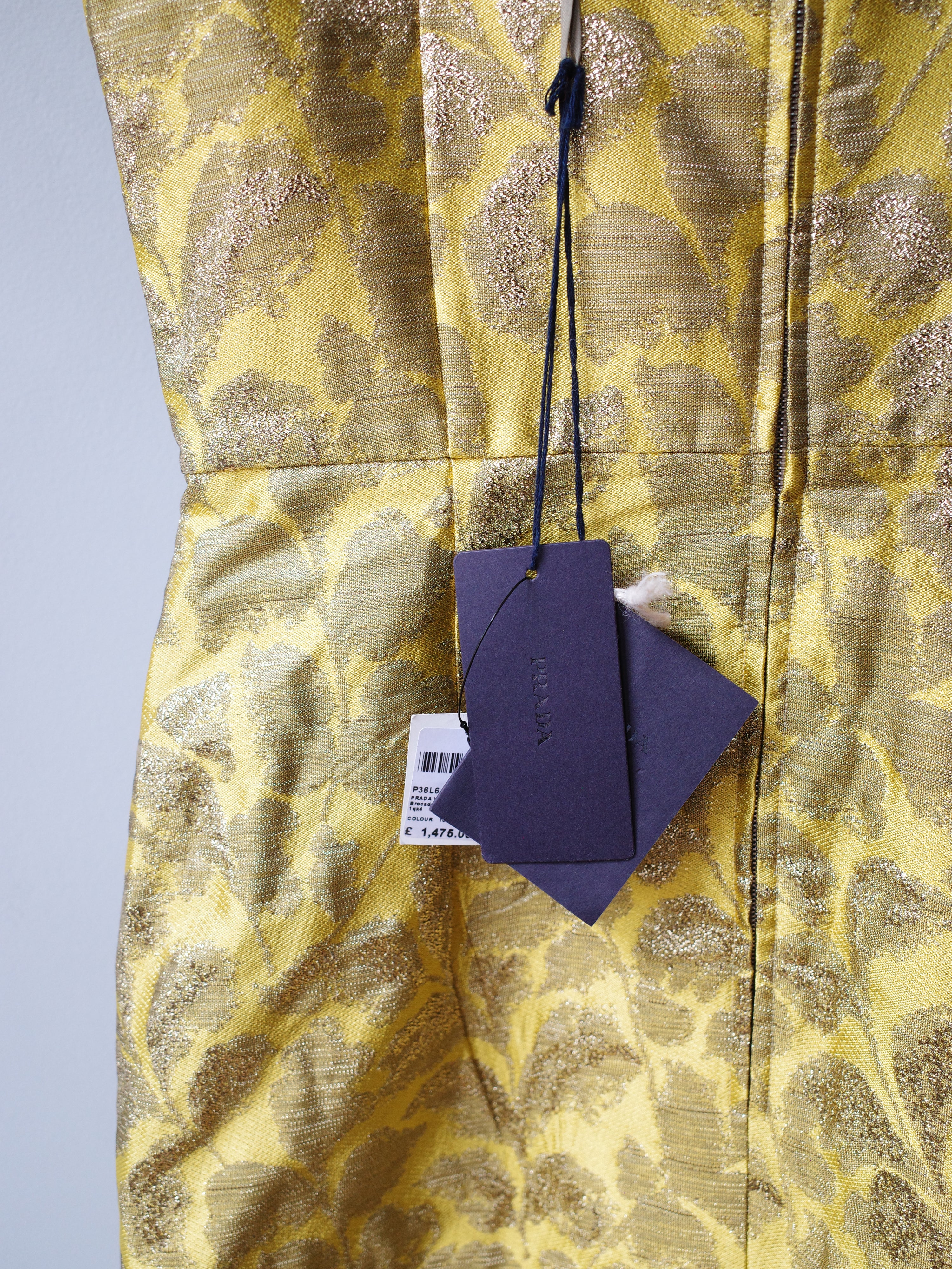 Prada Gold Brocade Sculptural Dress – METAL 金