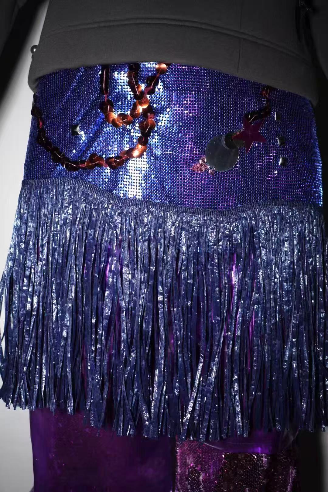 PE99Y YAN9 Blue Chainmail Fringe Dress – FIRE 火