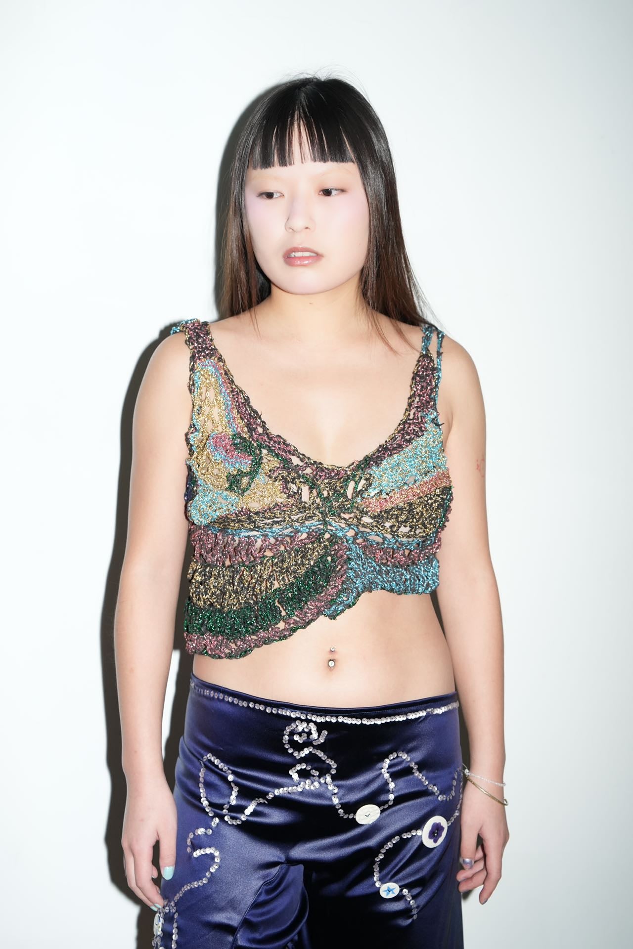 PE99Y YAN9 Hand-Crocheted Metallic Yarn Top – METAL 金