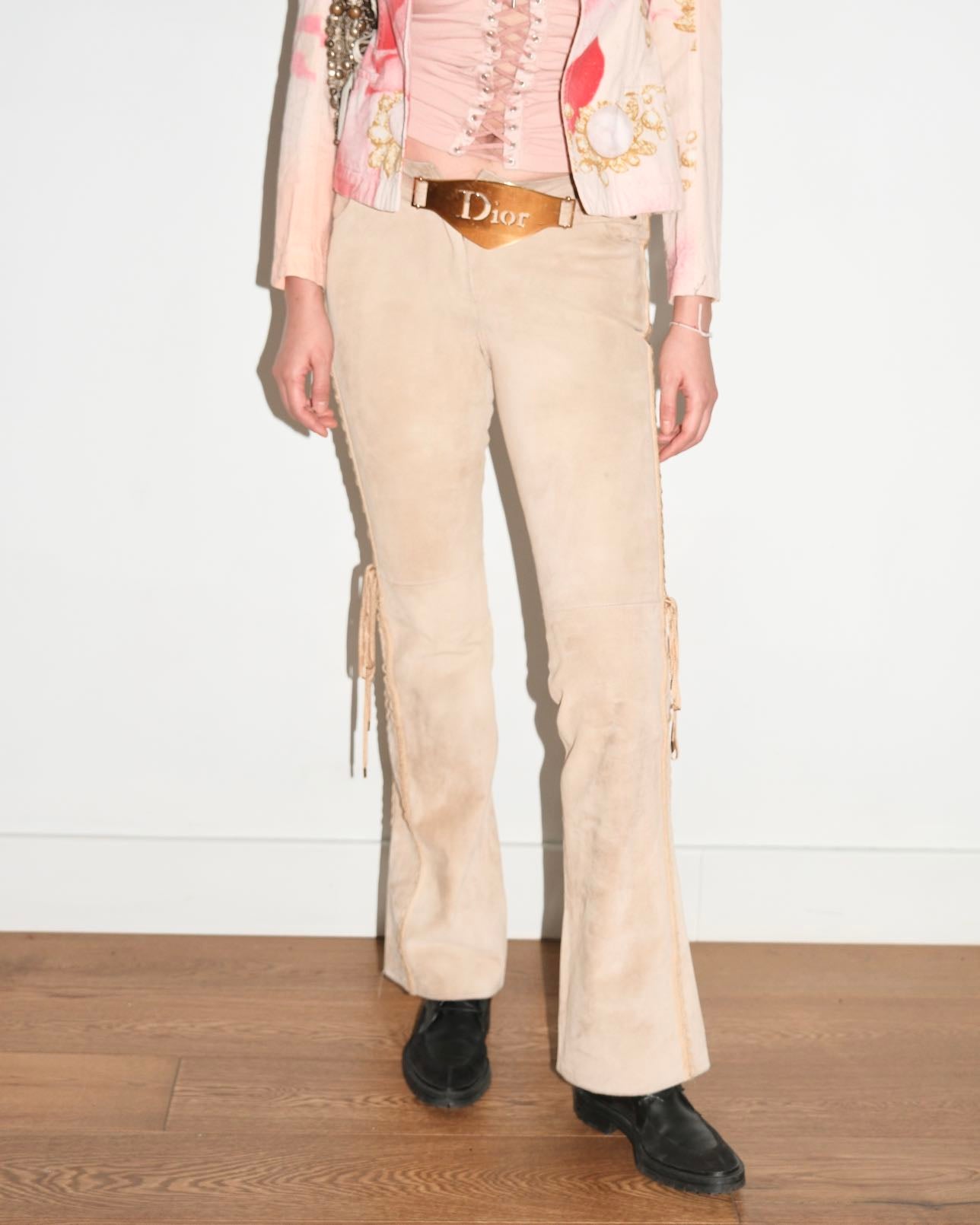Christian Dior by John Galliano Suede Lace-Up Flared Trousers – EARTH 土