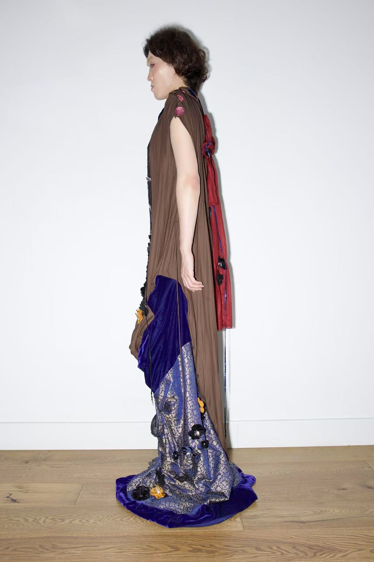 PE99Y YAN9 Deconstructed Embroidered Silk Jumpsuit – WATER 水