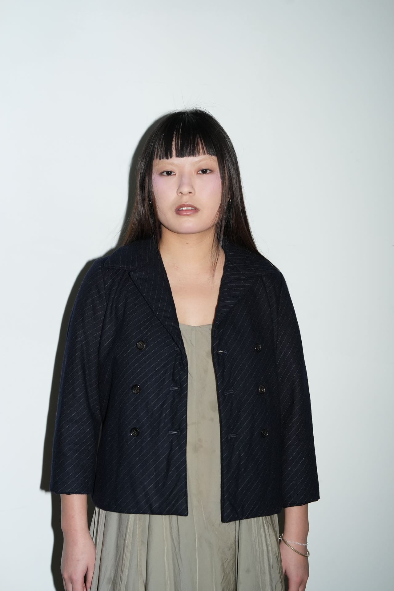 tricot COMME des GARÇONS Navy Pinstripe Padded Jacket – Water 水