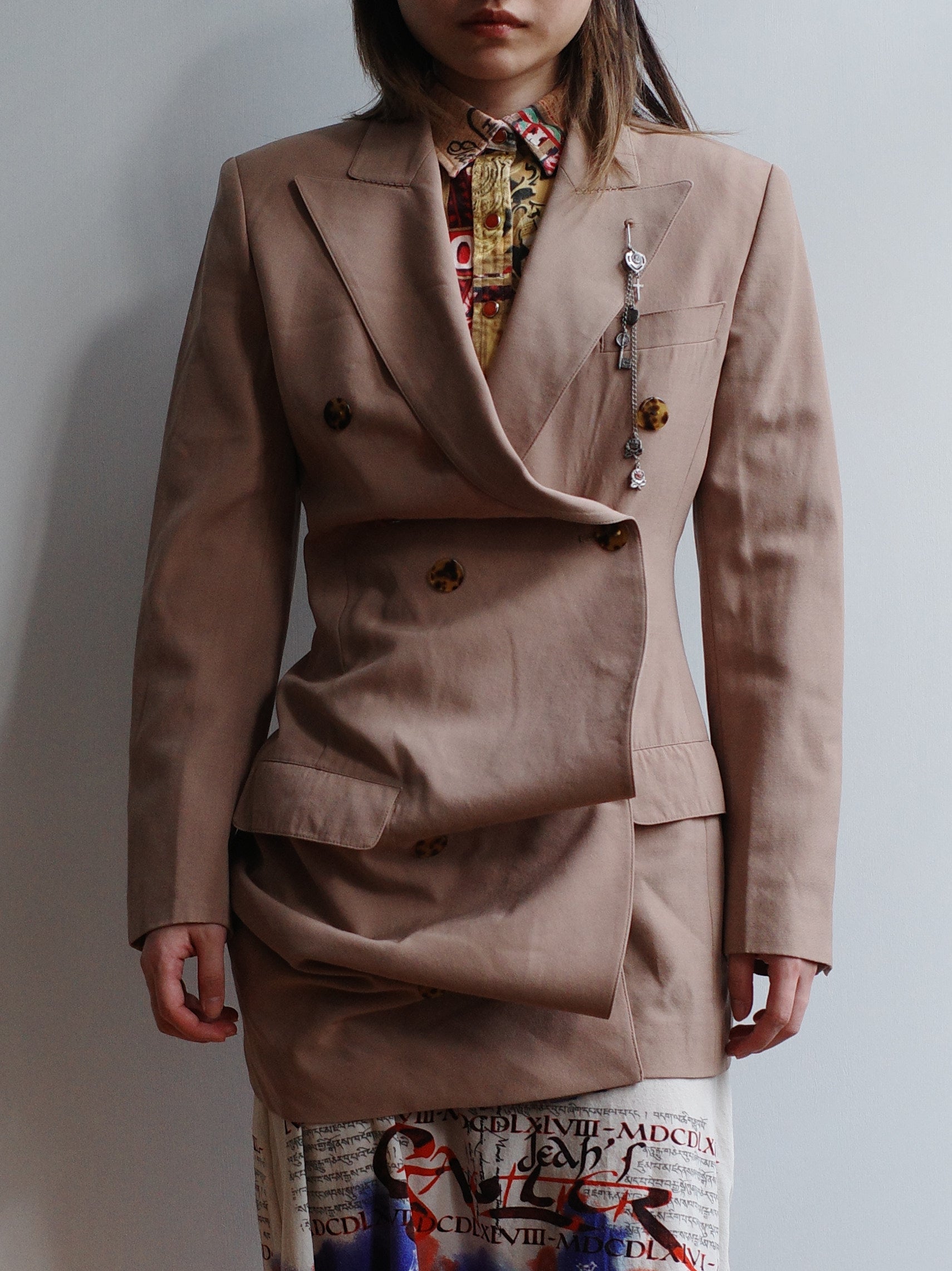 Jean Paul Gaultier Asymmetric Draped Blazer with Silver Pendant – EARTH 土