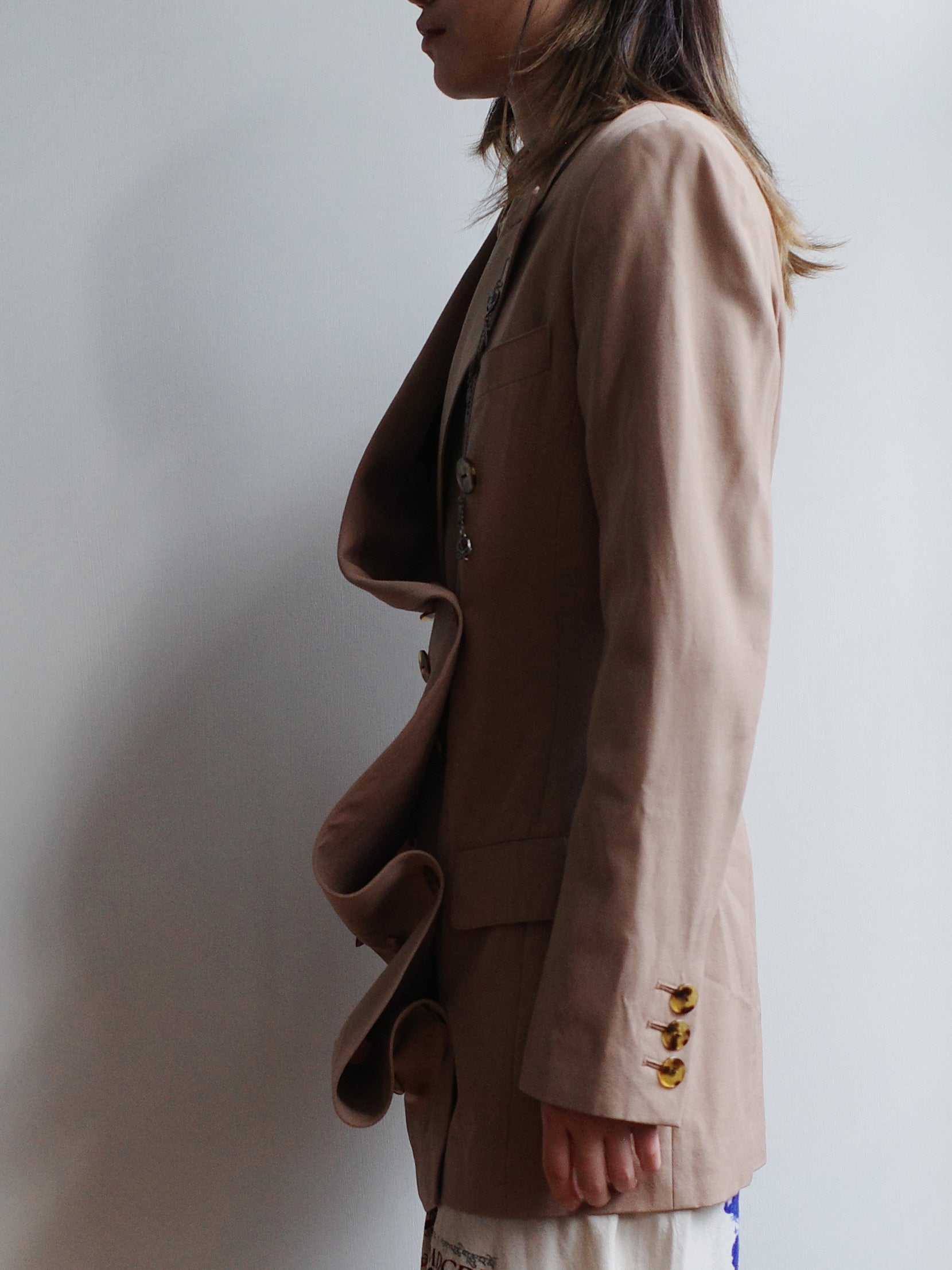 Jean Paul Gaultier Asymmetric Draped Blazer with Silver Pendant – EARTH 土